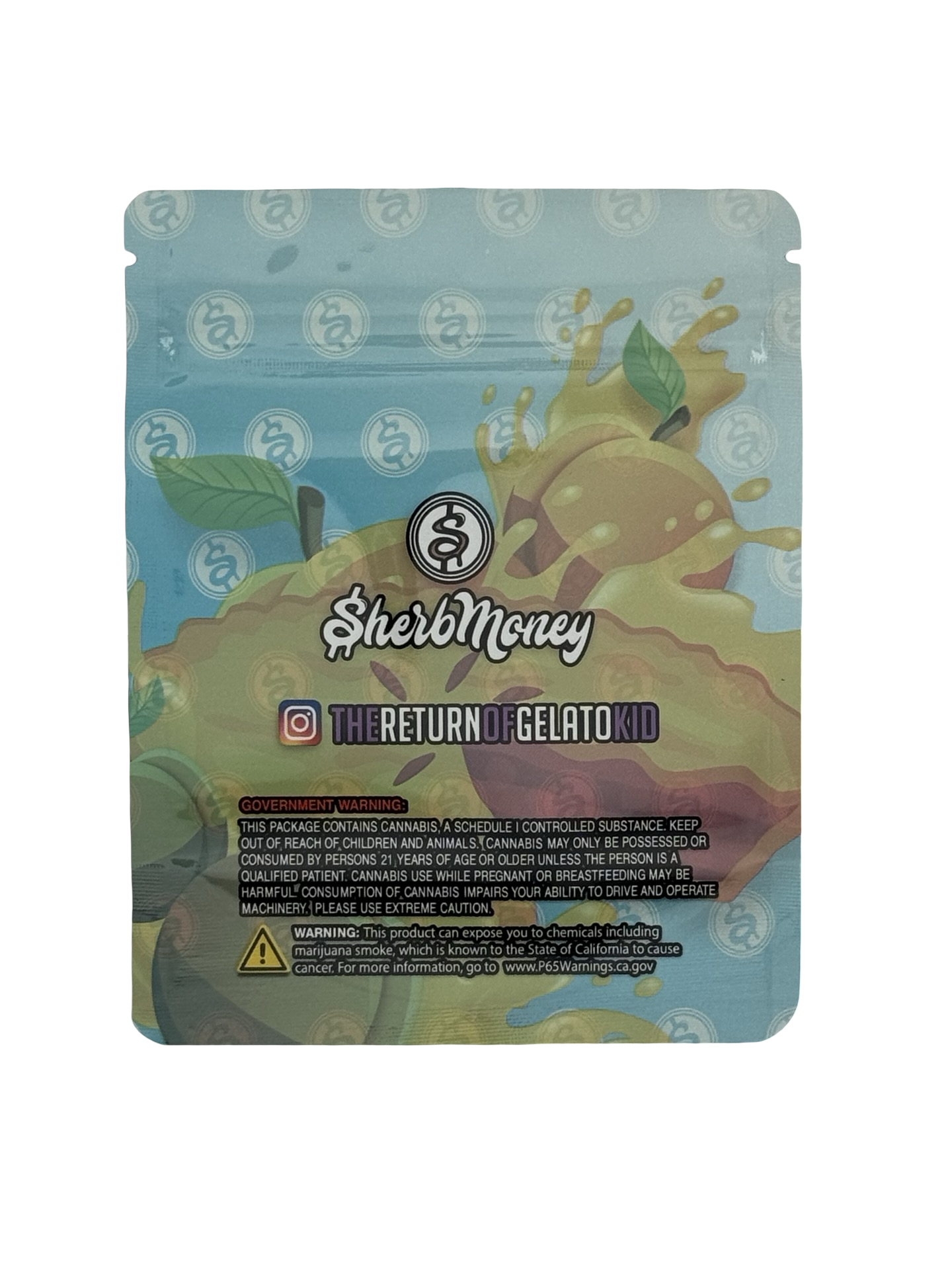 Peach Pie Mylar Bags 3.5g SherbMoney Peach Pie Mylar Bags 3.5g SherbMoney