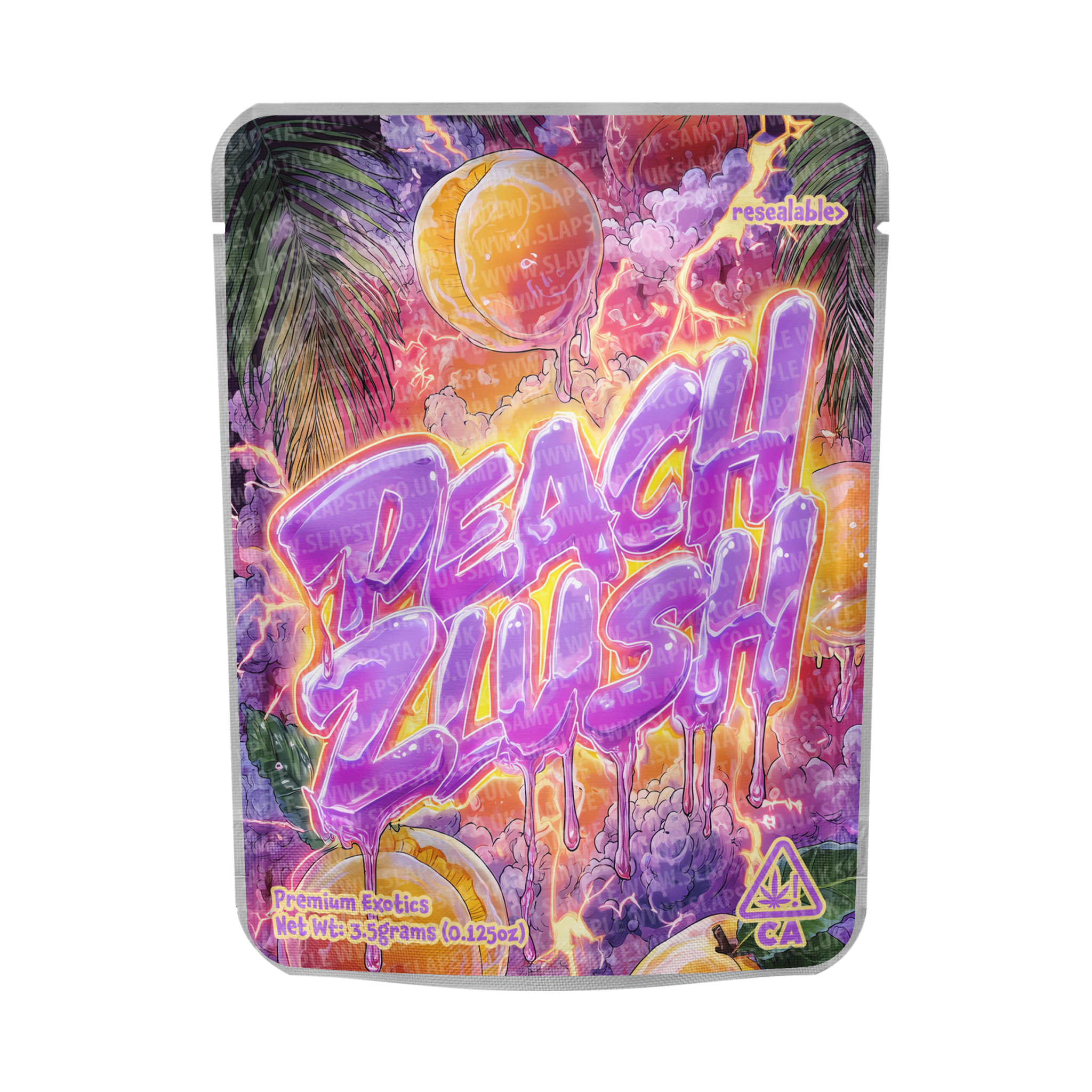 Peach Zlush Mylar Pouches Pre-Labeled Peach Zlush Mylar Pouches Pre-Labeled