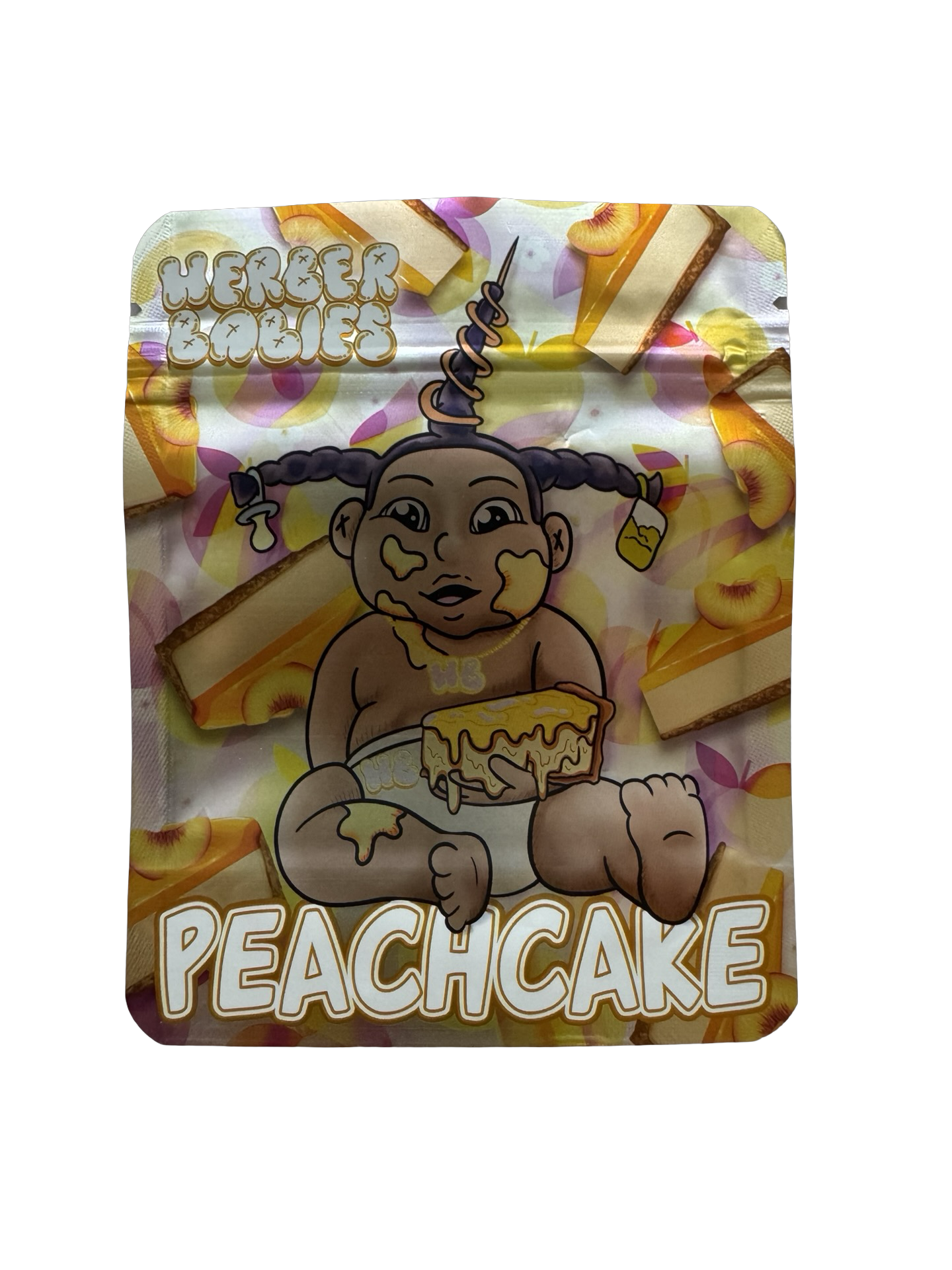 Peachcake Mylar Bags 3.5g Herber Babies Peachcake Mylar Bags 3.5g Herber Babies