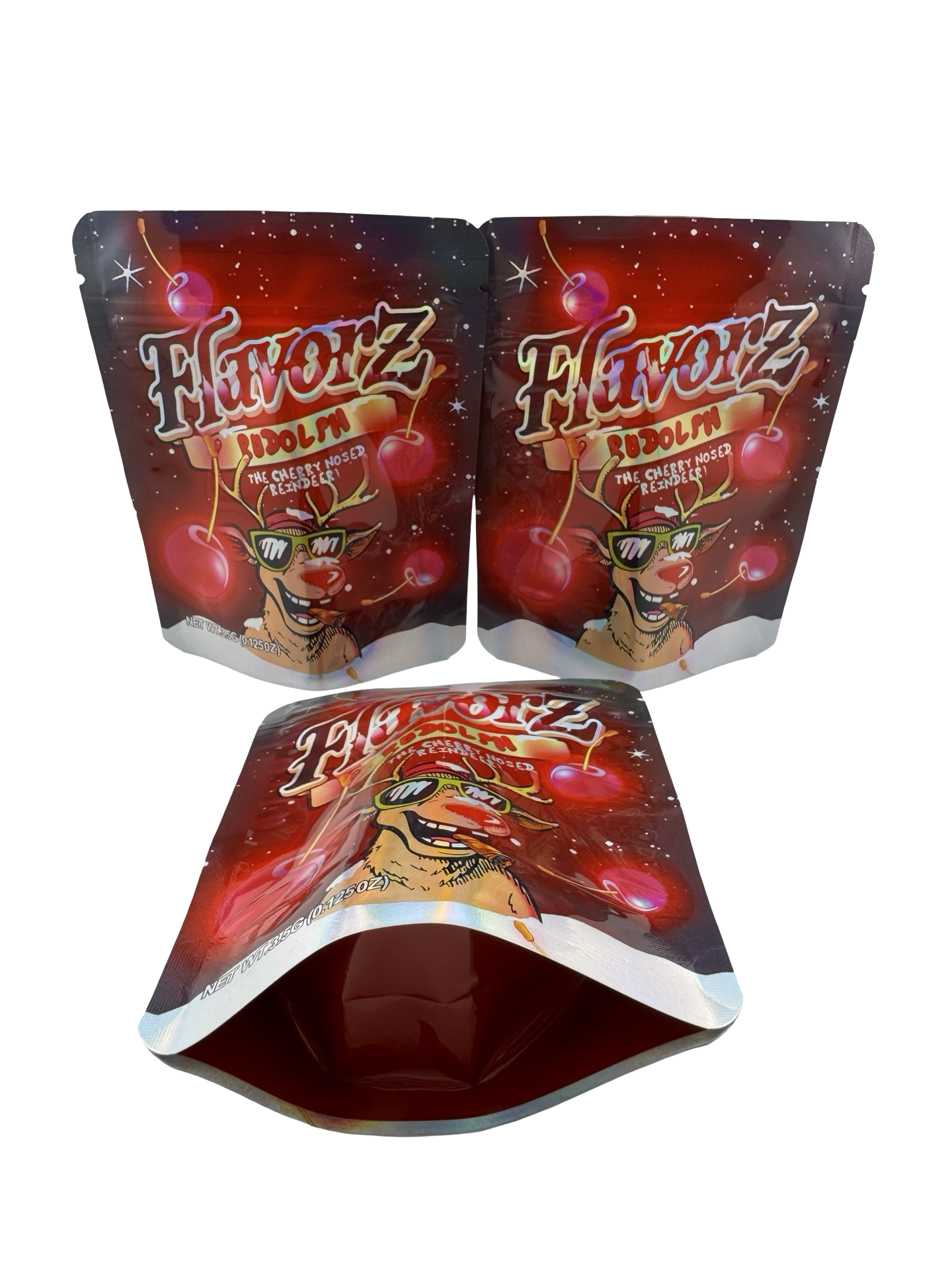 Rudolph The Cherry Nosed Reindeer 3.5g Mylar Bags Flavorz Rudolph The Cherry Nosed Reindeer 3.5g Mylar Bags Flavorz