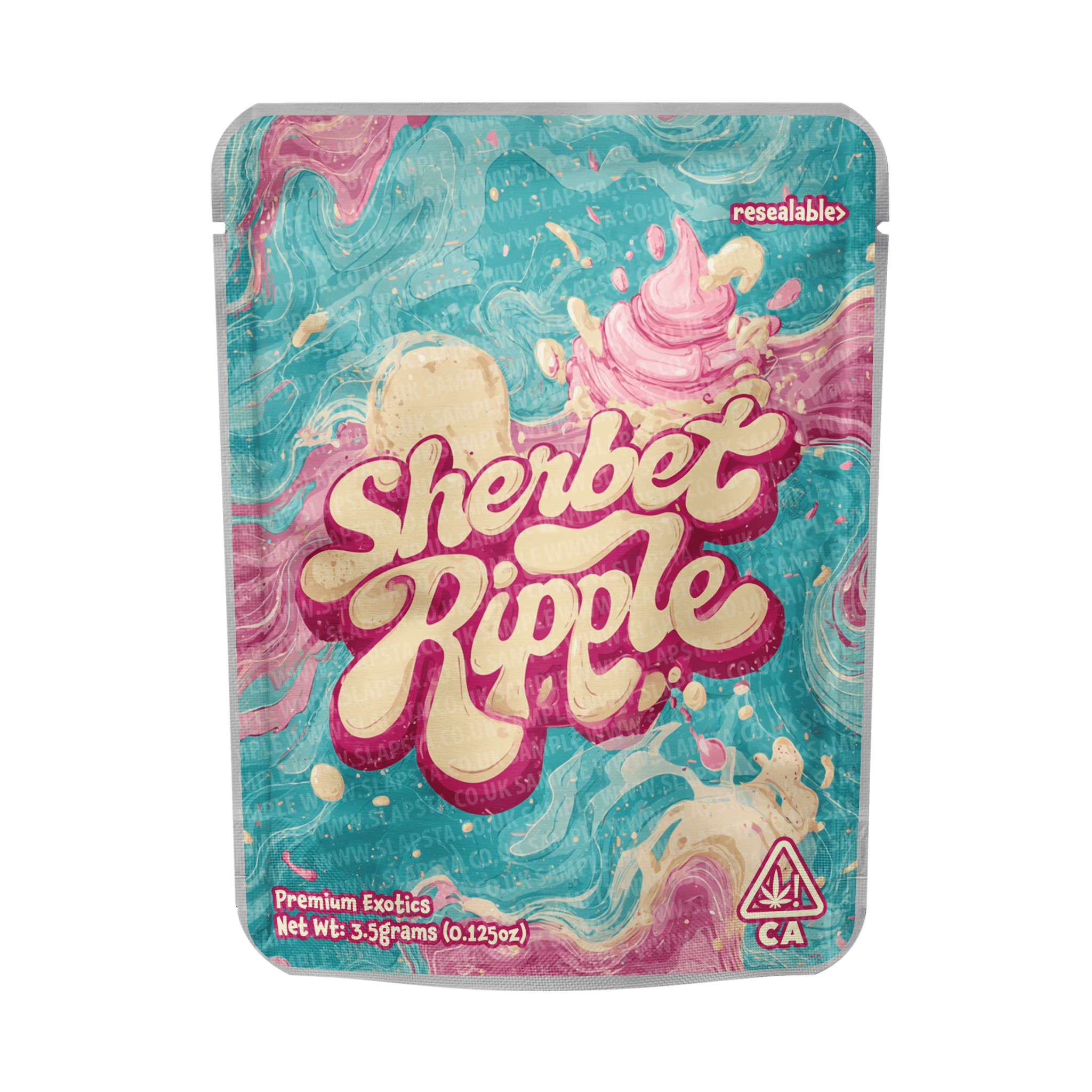 Sherbet Ripple Mylar Pouches Pre-Labeled Sherbet Ripple Mylar Pouches Pre-Labeled