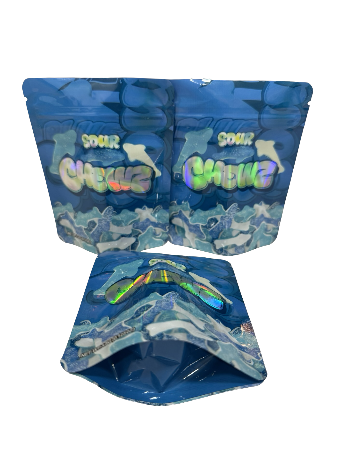 Sour Blue Sharks Mylar Bags 3.5g Chewz