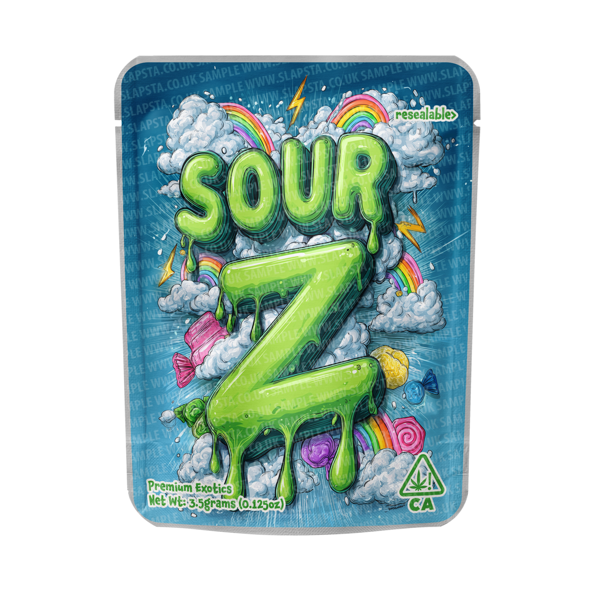 Sour Z Mylar Pouches Pre-Labeled Sour Z Mylar Pouches Pre-Labeled
