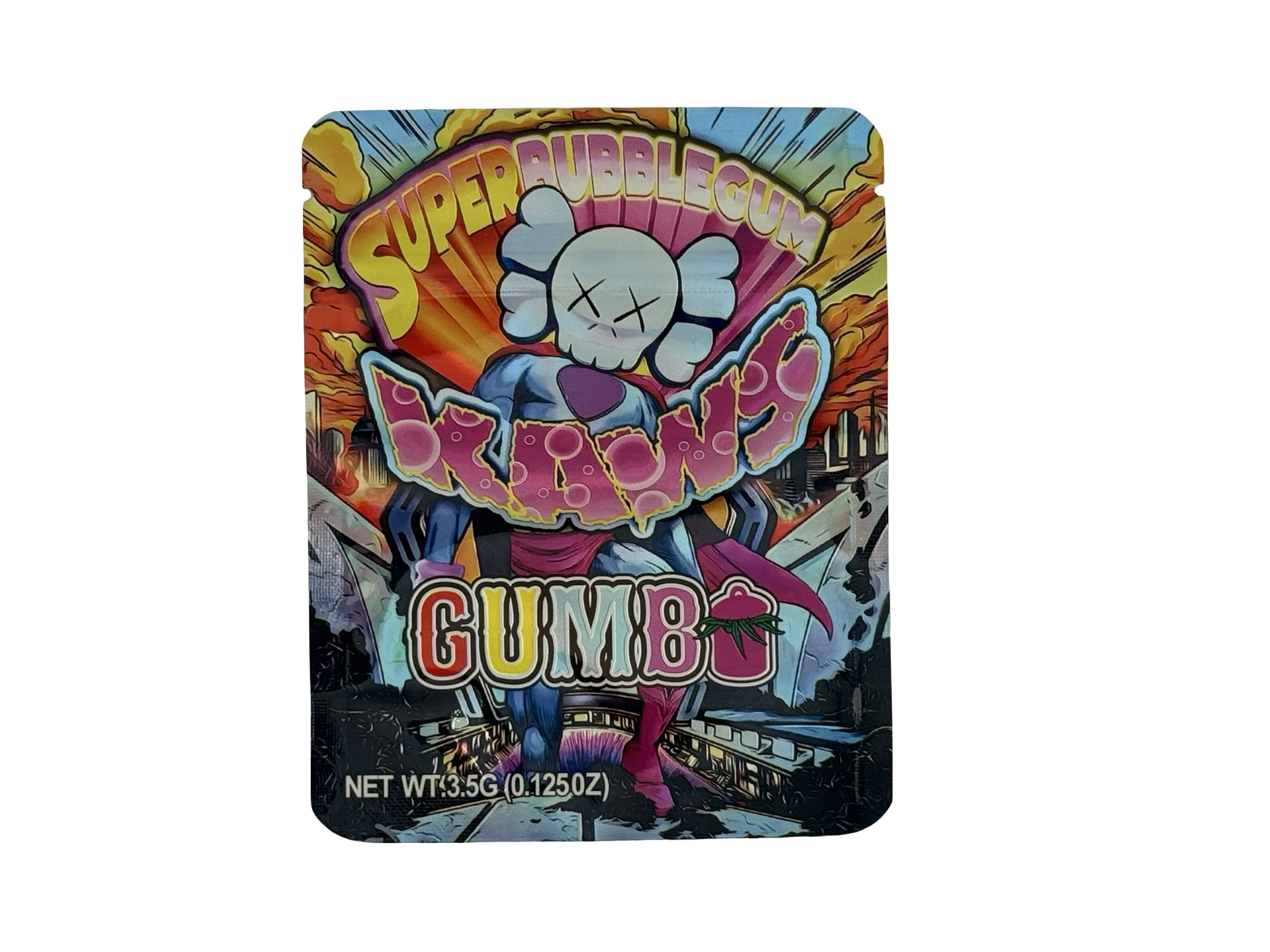 Super Bubblegum Kaws 3.5g Mylar Bags Gumbo Super Bubblegum Kaws 3.5g Mylar Bags Gumbo