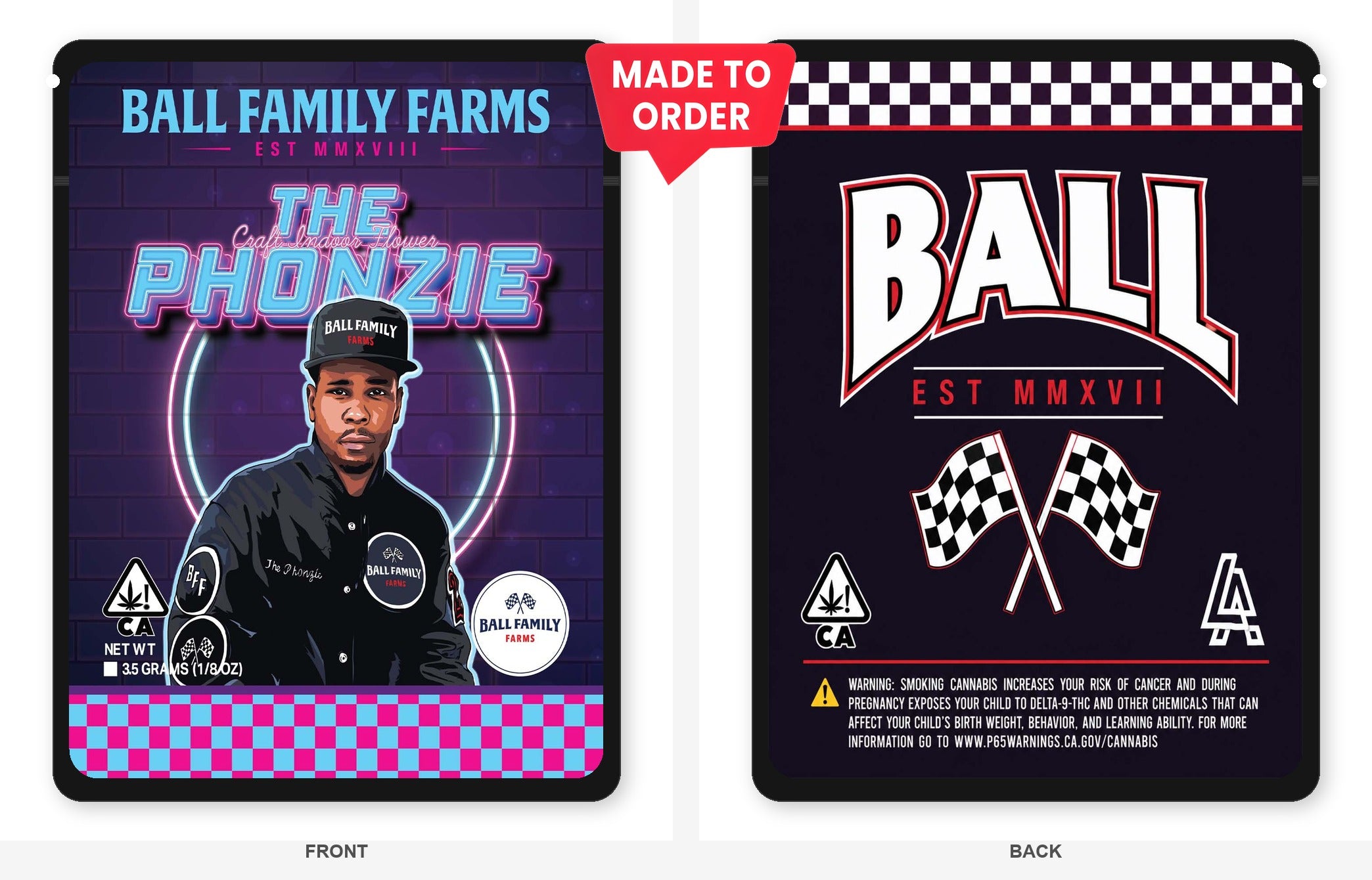 The Phonzie 3.5g Mylar Sticker Bags Ball Family Farms The Phonzie 3.5g Mylar Sticker Bags Ball Family Farms