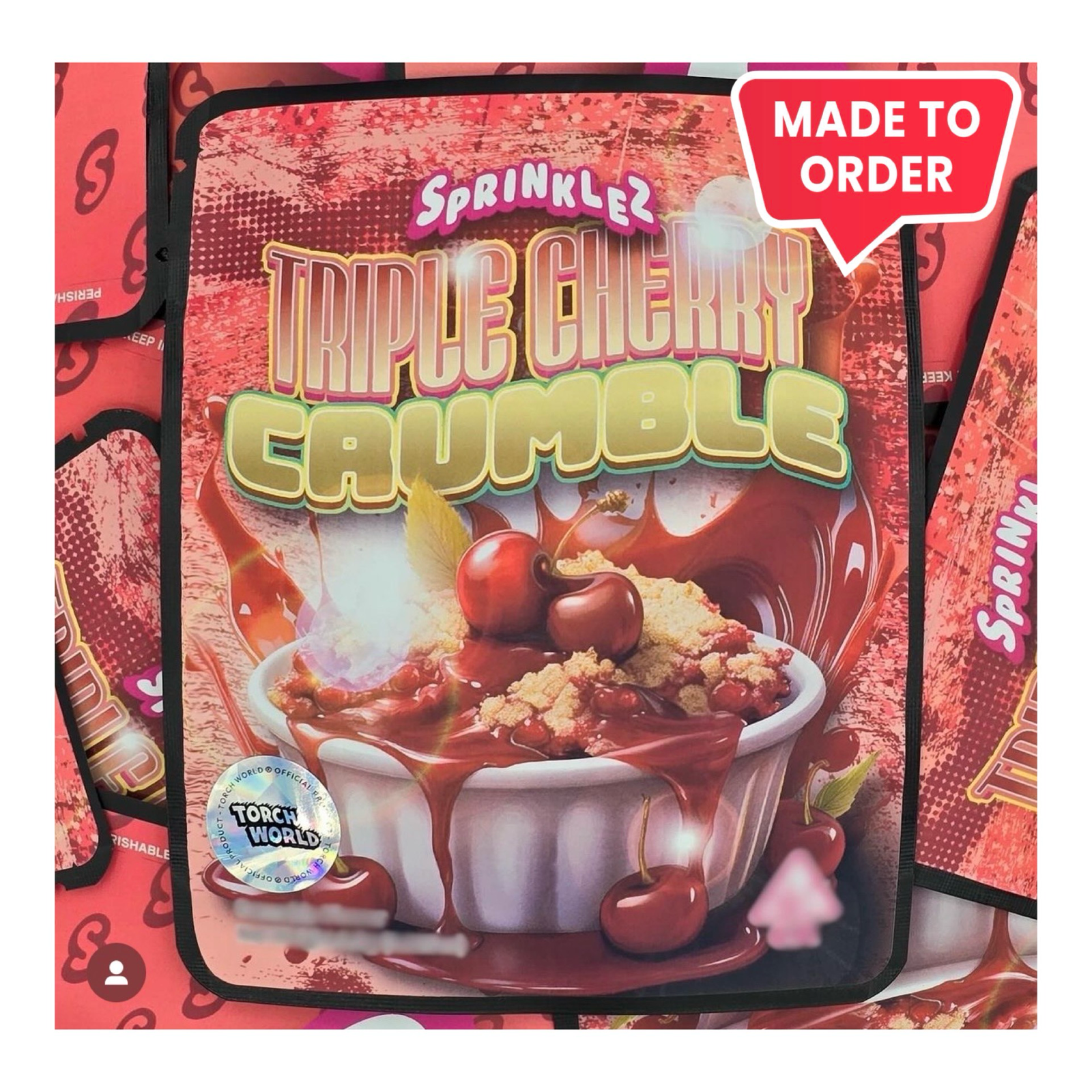 Triple Cherry Crumble 3.5g Mylar Bags Sprinklez Torch World Triple Cherry Crumble 3.5g Mylar Bags Sprinklez Torch World