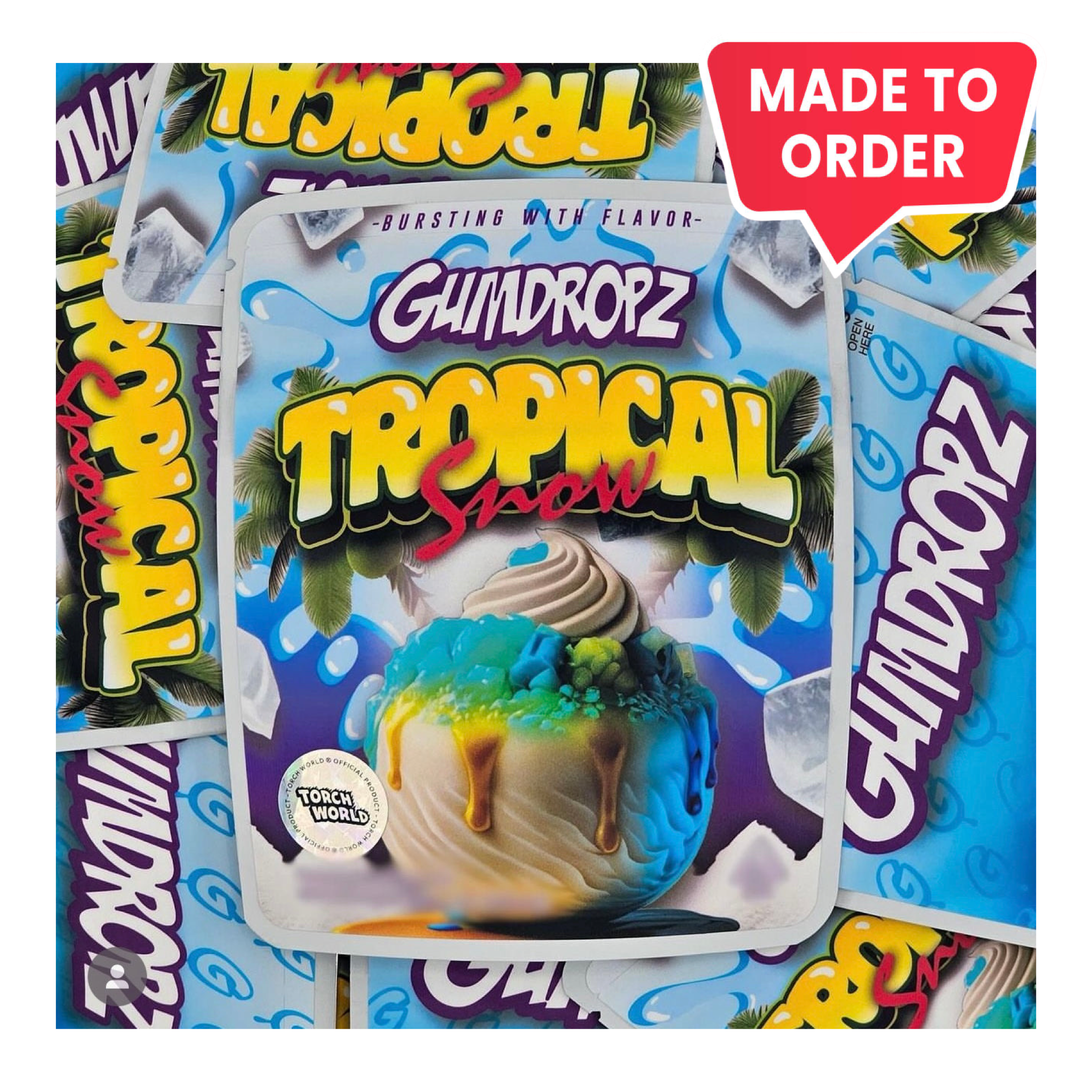 Tropical Snow Gumdropz 3.5g Mylar Bags Sprinklez Torch World