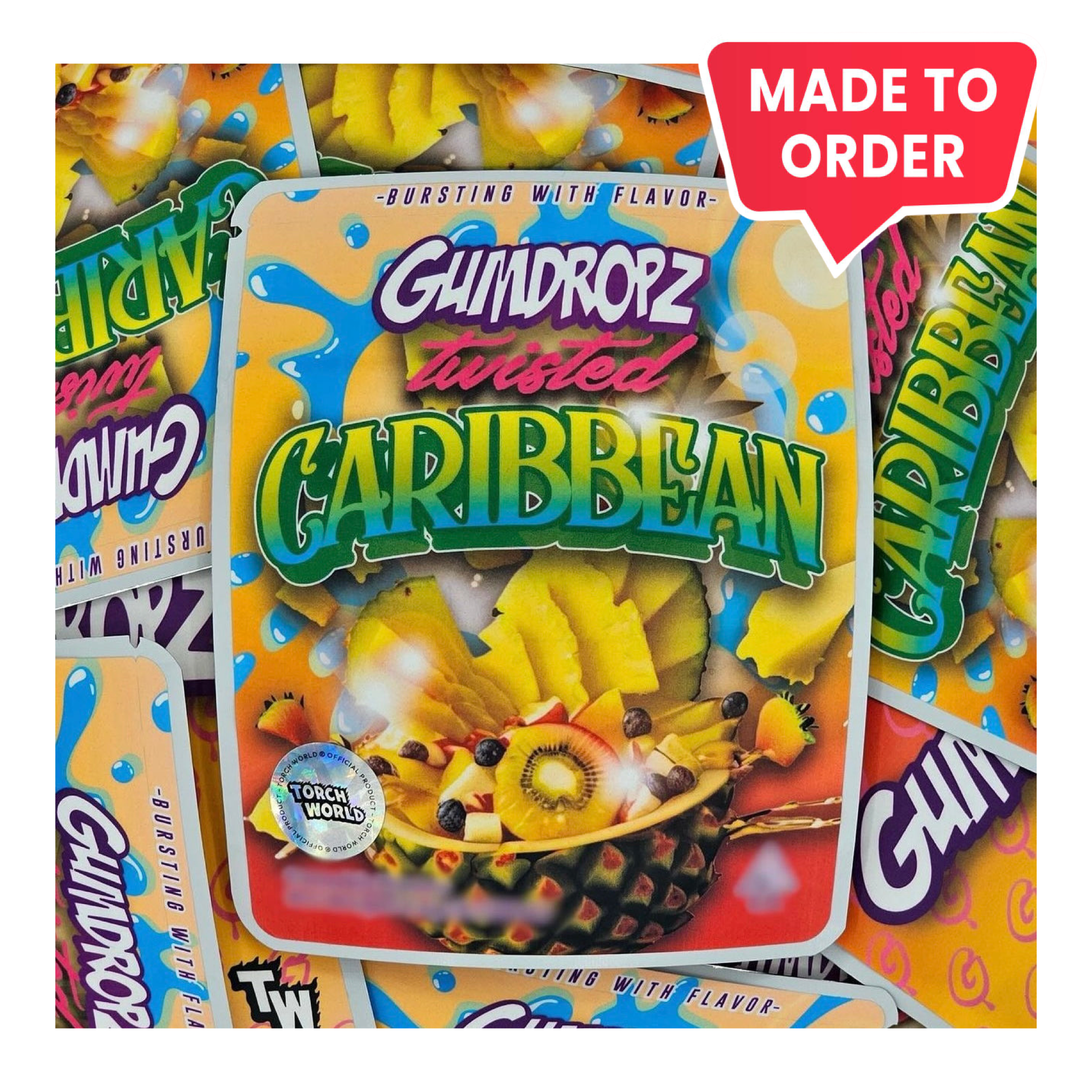 Twisted Caribbean Gumdropz 3.5g Mylar Bags Sprinklez Torch W Twisted Caribbean Gumdropz 3.5g Mylar Bags Sprinklez Torch W
