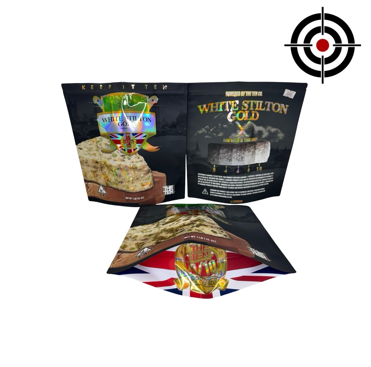 White Stilton Gold Mylar Bags 1 lb (Pound) The Ten Co White Stilton Gold Mylar Bags 1 lb (Pound) The Ten Co
