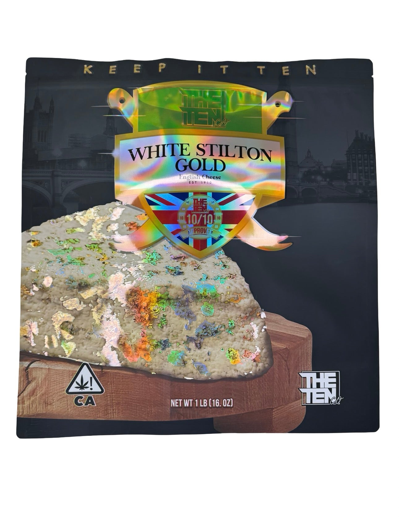 White Stilton Gold Mylar Bags 1 lb (Pound) The Ten Co White Stilton Gold Mylar Bags 1 lb (Pound) The Ten Co