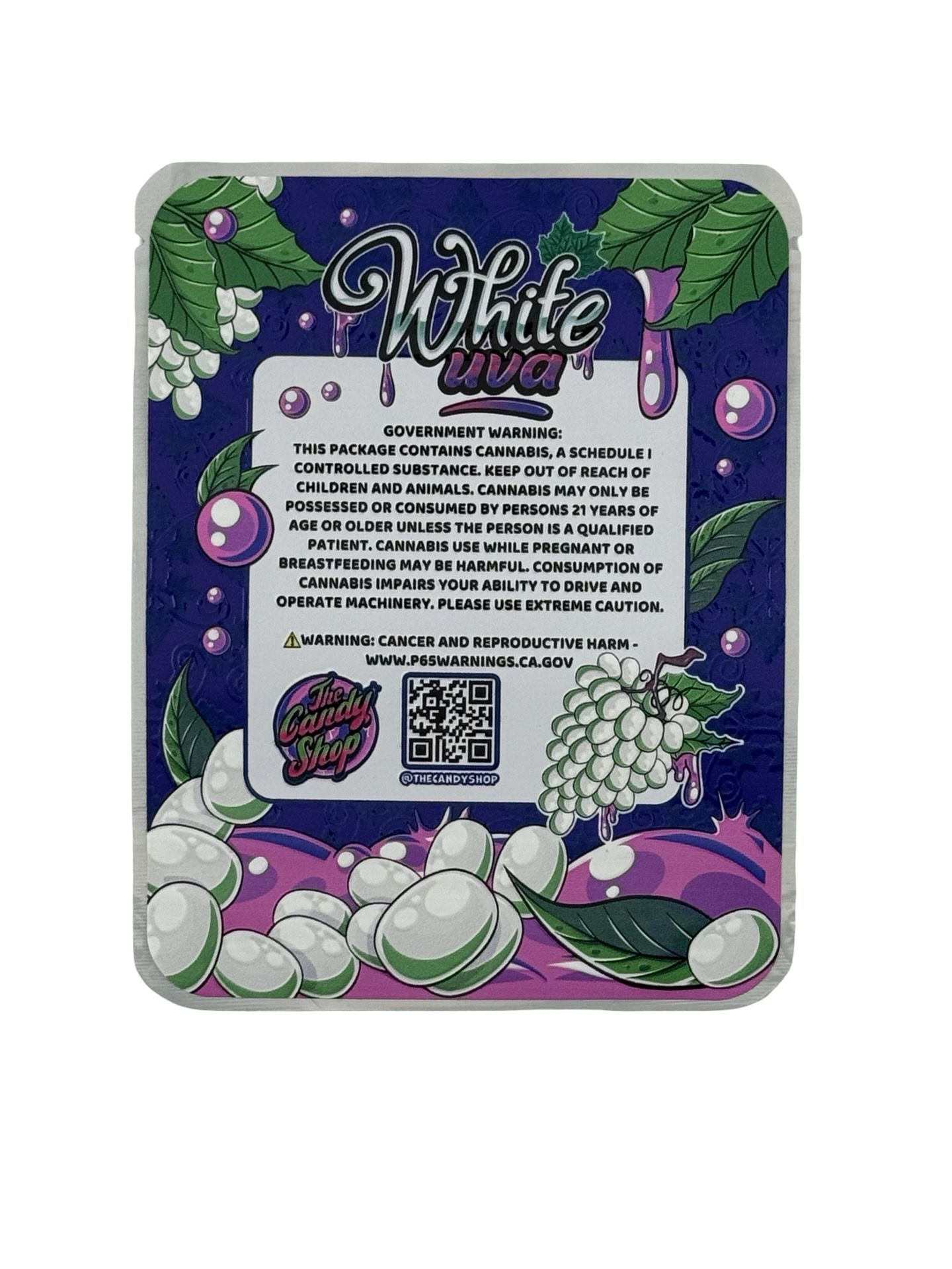 White Uva (Grape) Mylar Bags 3.5g The Candy Shop White Uva (Grape) Mylar Bags 3.5g The Candy Shop