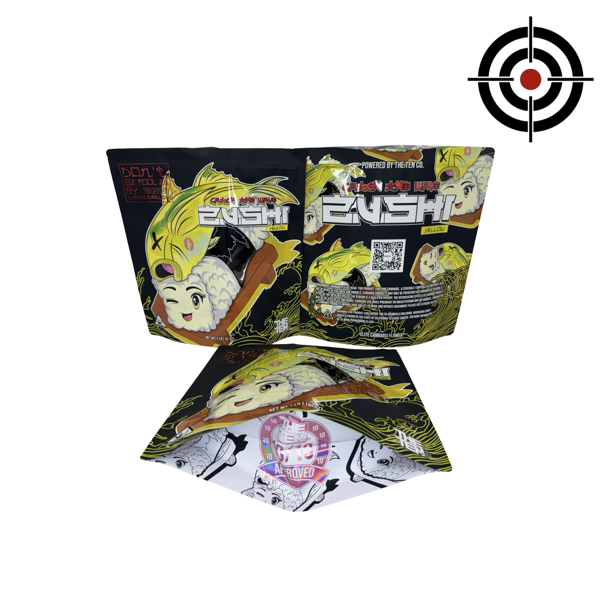 Yellow Zushi Mylar Bags 1 lb (Pound) The Ten Co