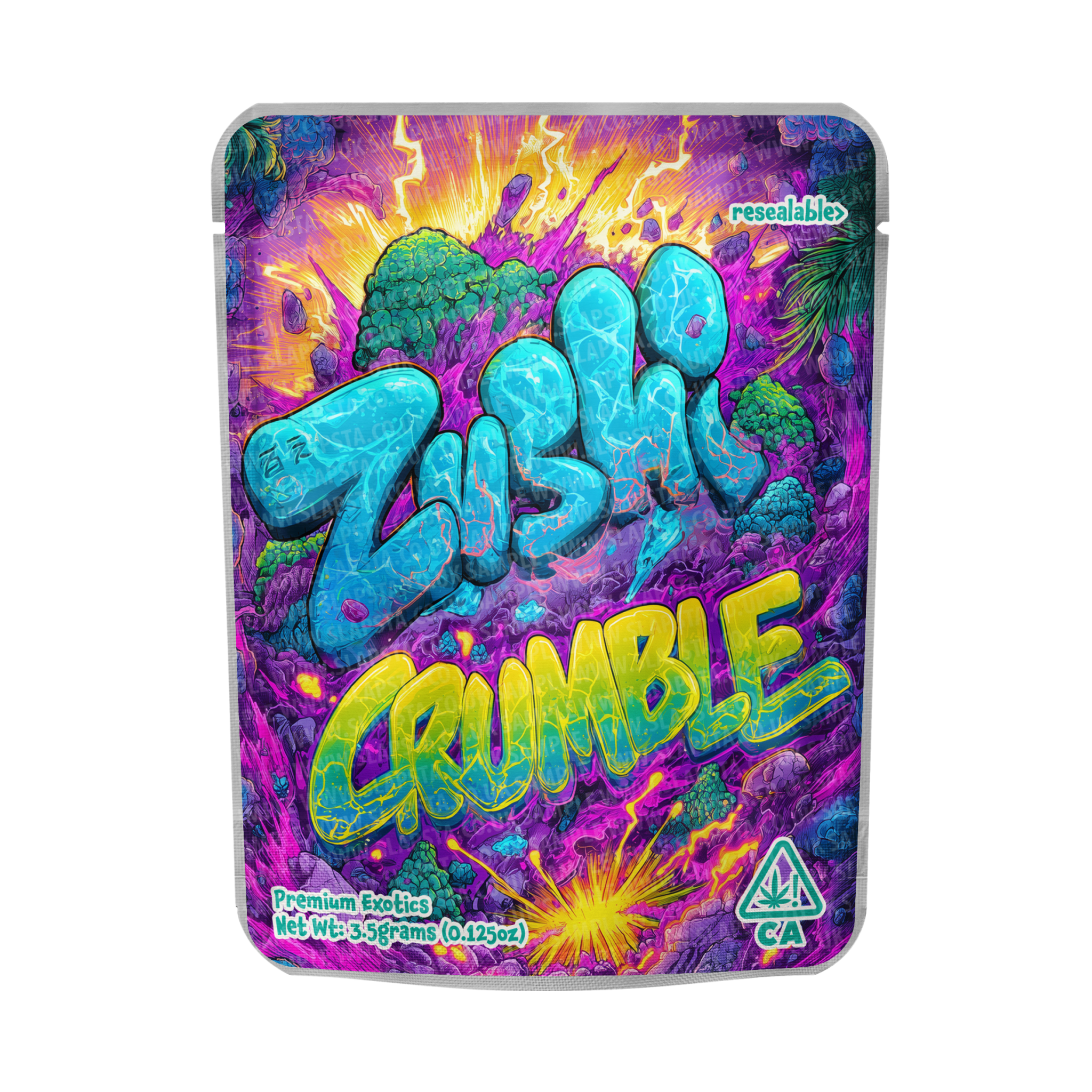 Zushi Crumble Mylar Pouches Pre-Labeled Zushi Crumble Mylar Pouches Pre-Labeled