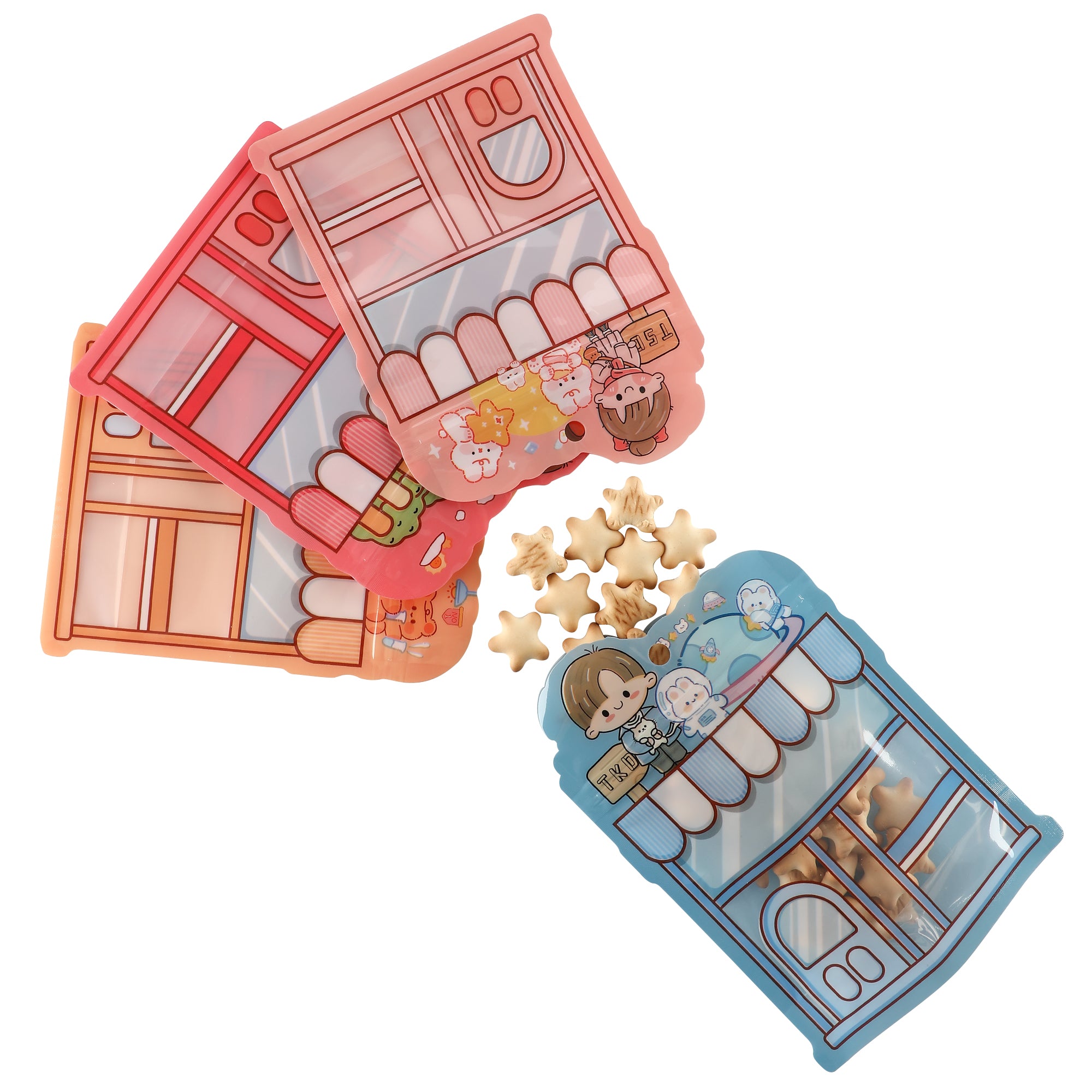 Assorted Color Storefront Design Stand Strong Bags with Clea