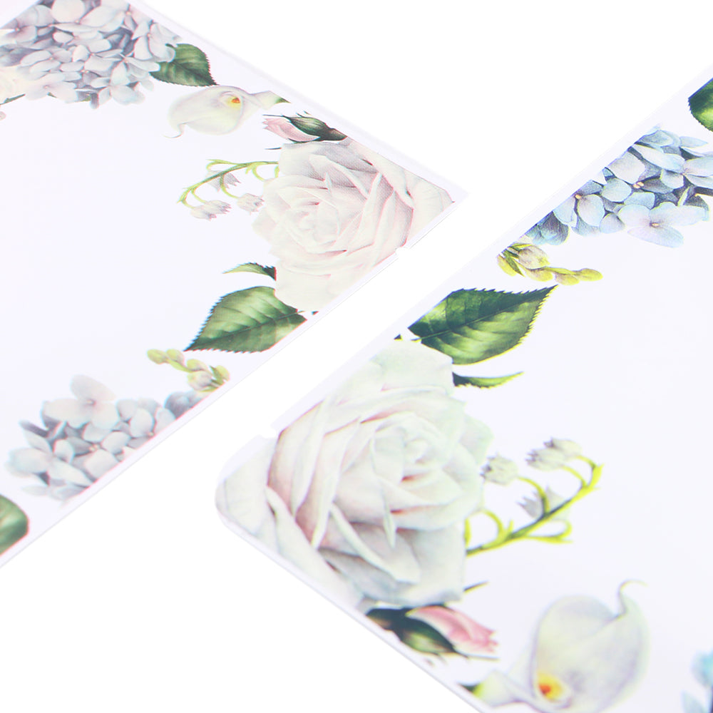 Botanical White Matte Flower Border Design Open Bags Botanical White Matte Flower Border Design Open Bags