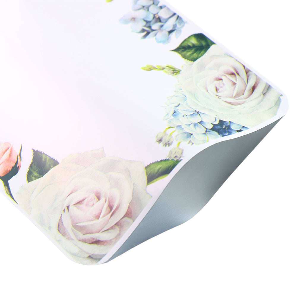 Botanical White Matte Flower Border Design Open Bags Botanical White Matte Flower Border Design Open Bags