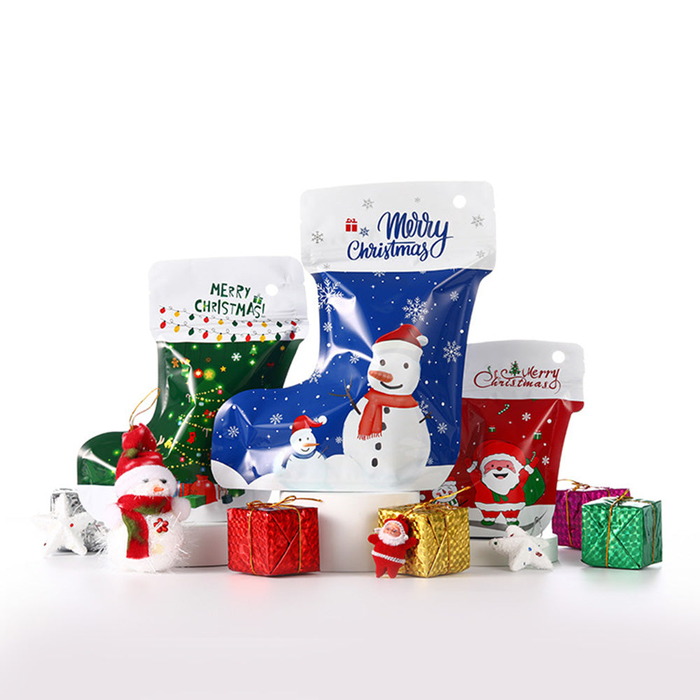 Christmas Die-Cut Designed Stocking Mylar Stand Strong Bags Christmas Die-Cut Designed Stocking Mylar Stand Strong Bags