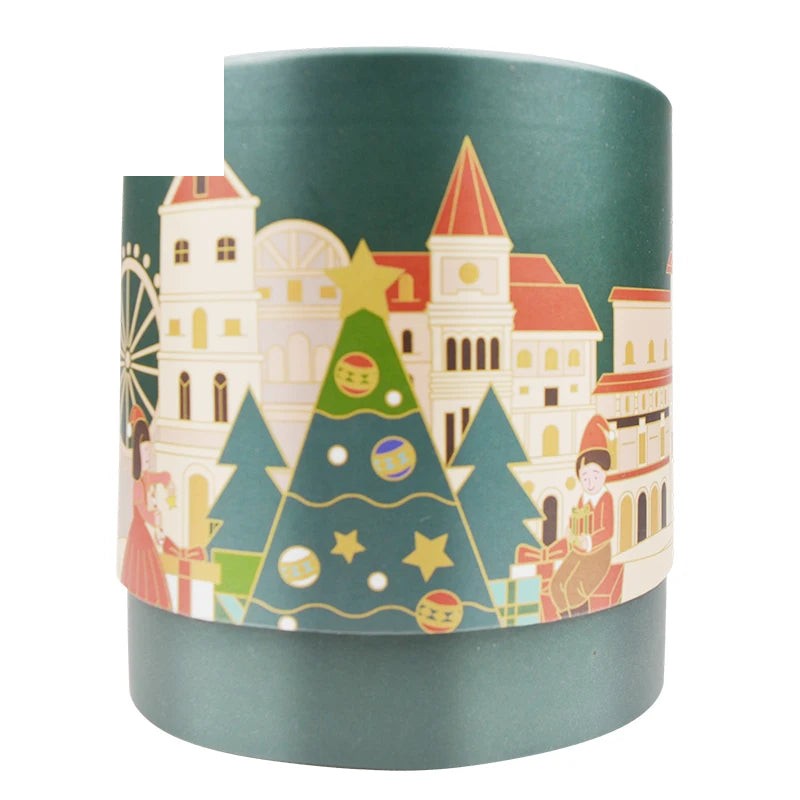 Christmas Paperboard Cylinder Round Gift Candy Package Box