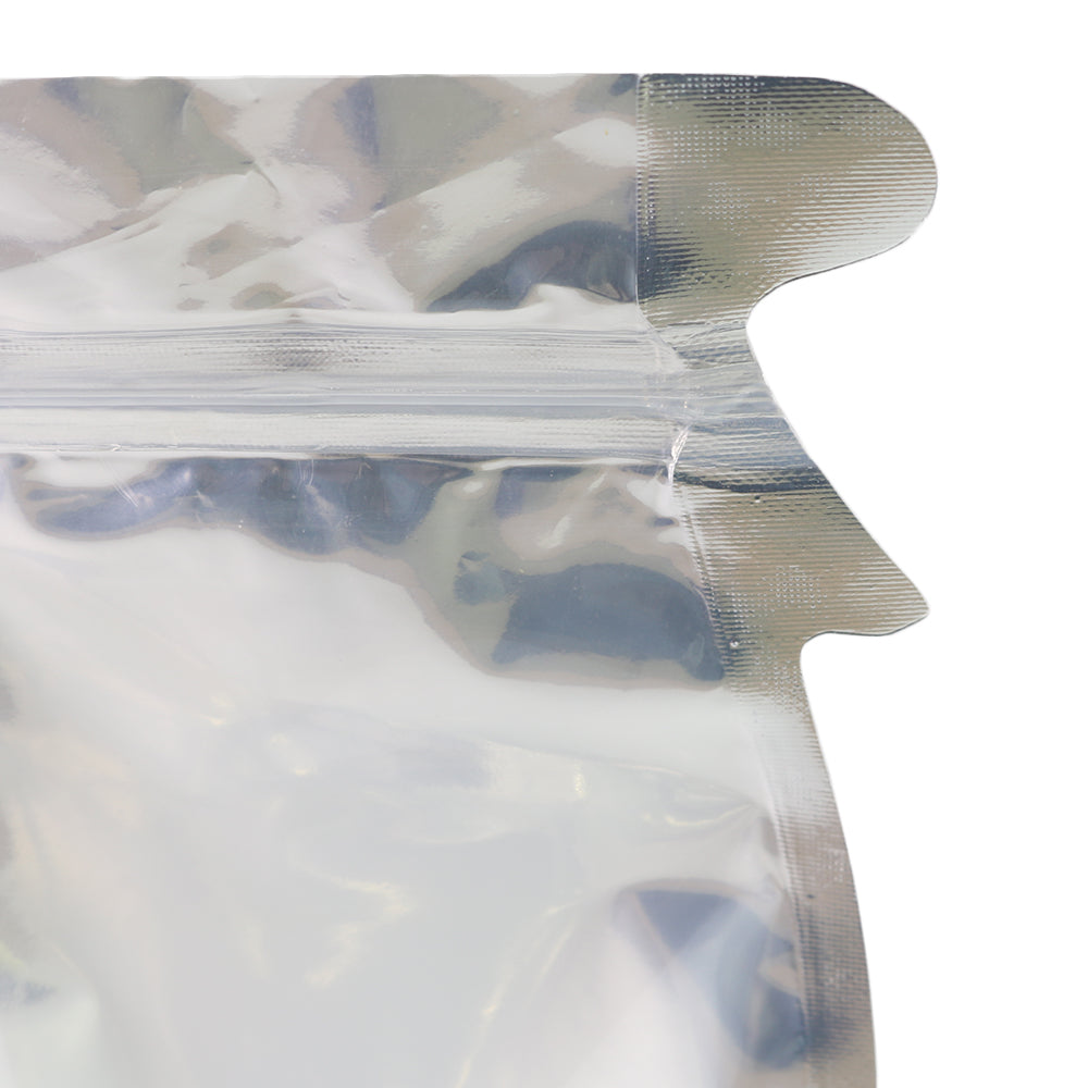 Clear and Silver Chrome Metallic Mylar Bottle Shaped Stand Clear and Silver Chrome Metallic Mylar Bottle Shaped Stand