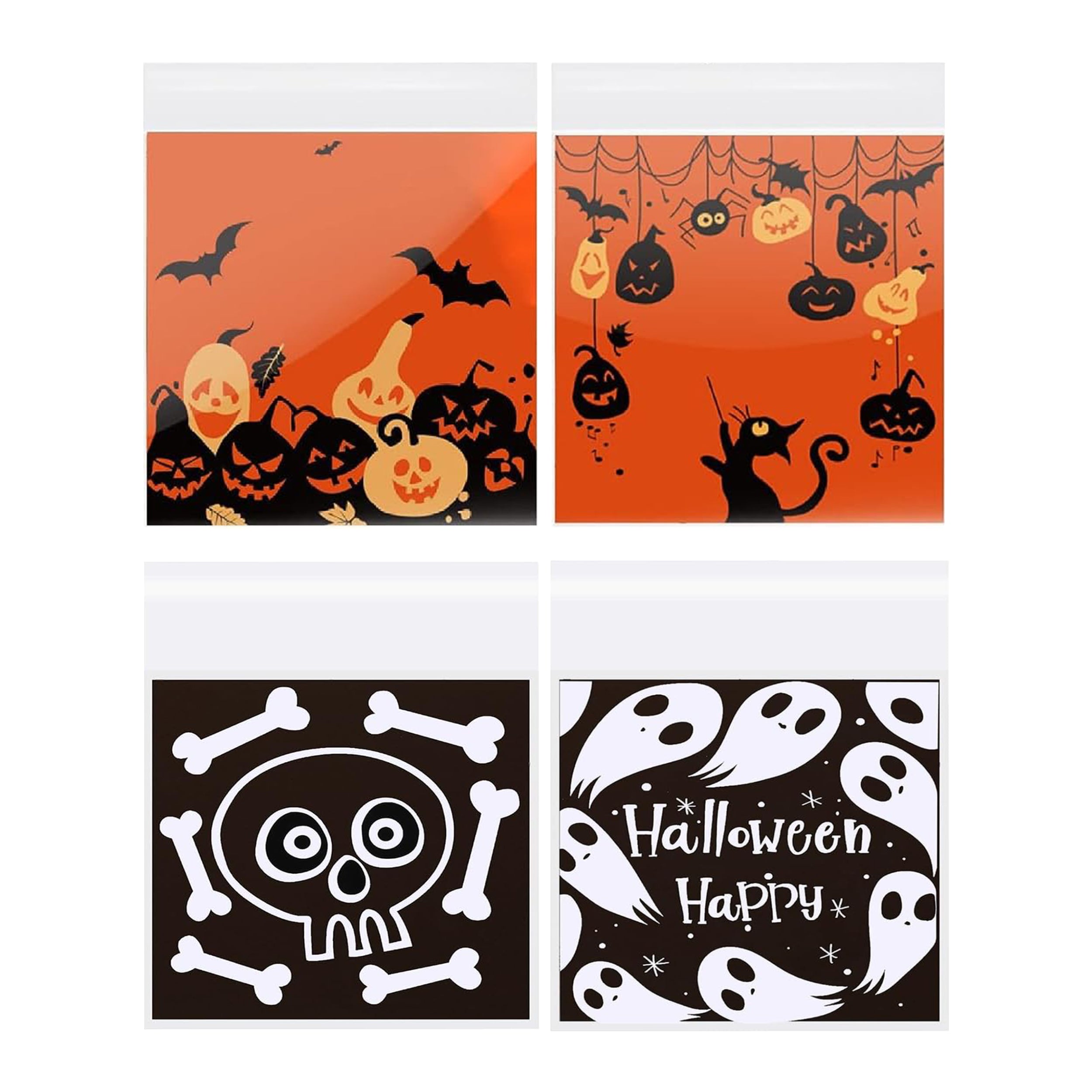 Clear Halloween Two Designs Cellophane Plastic Self-Adhesive