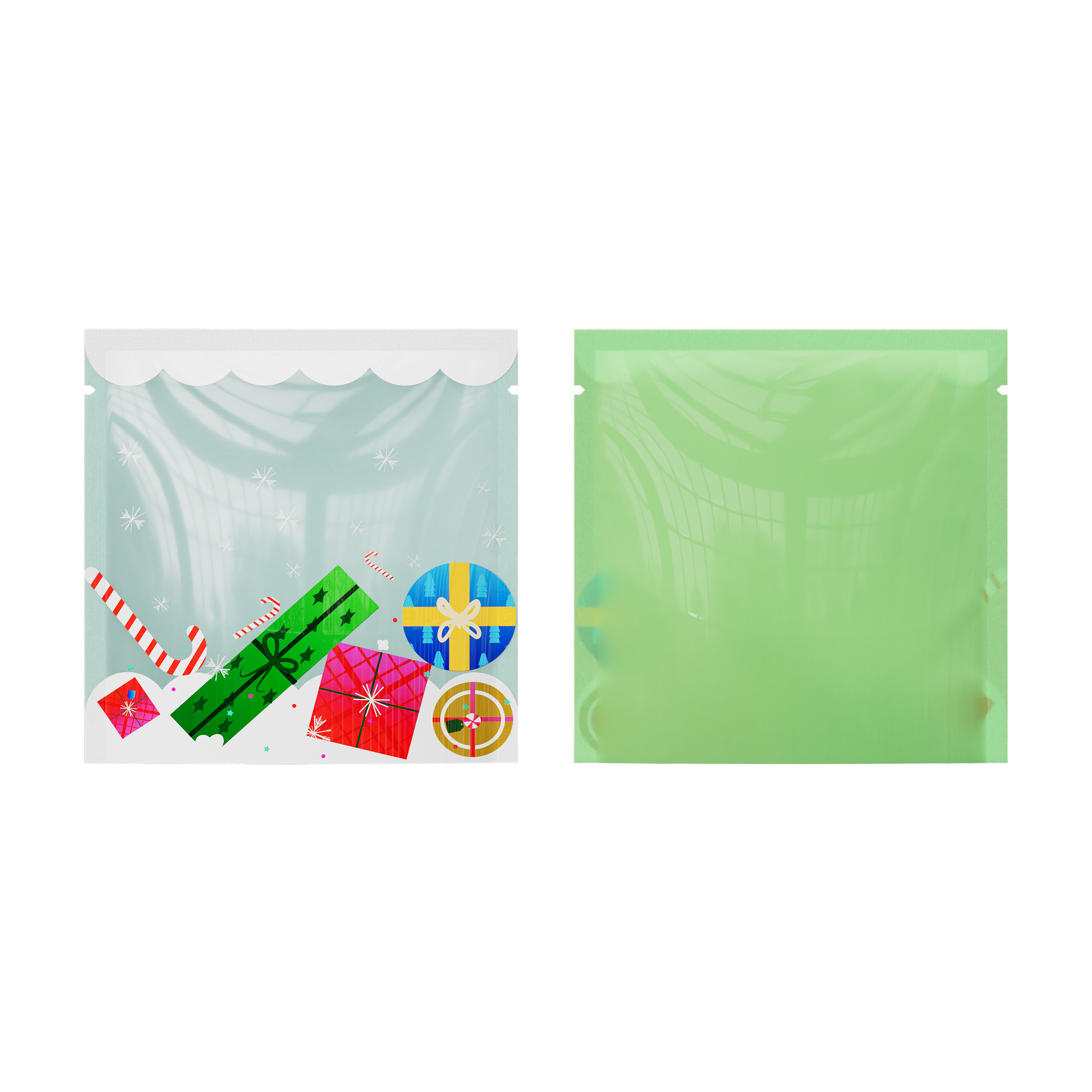 Clear Holiday Gift Window Display and Green Flat Open Fill Clear Holiday Gift Window Display and Green Flat Open Fill