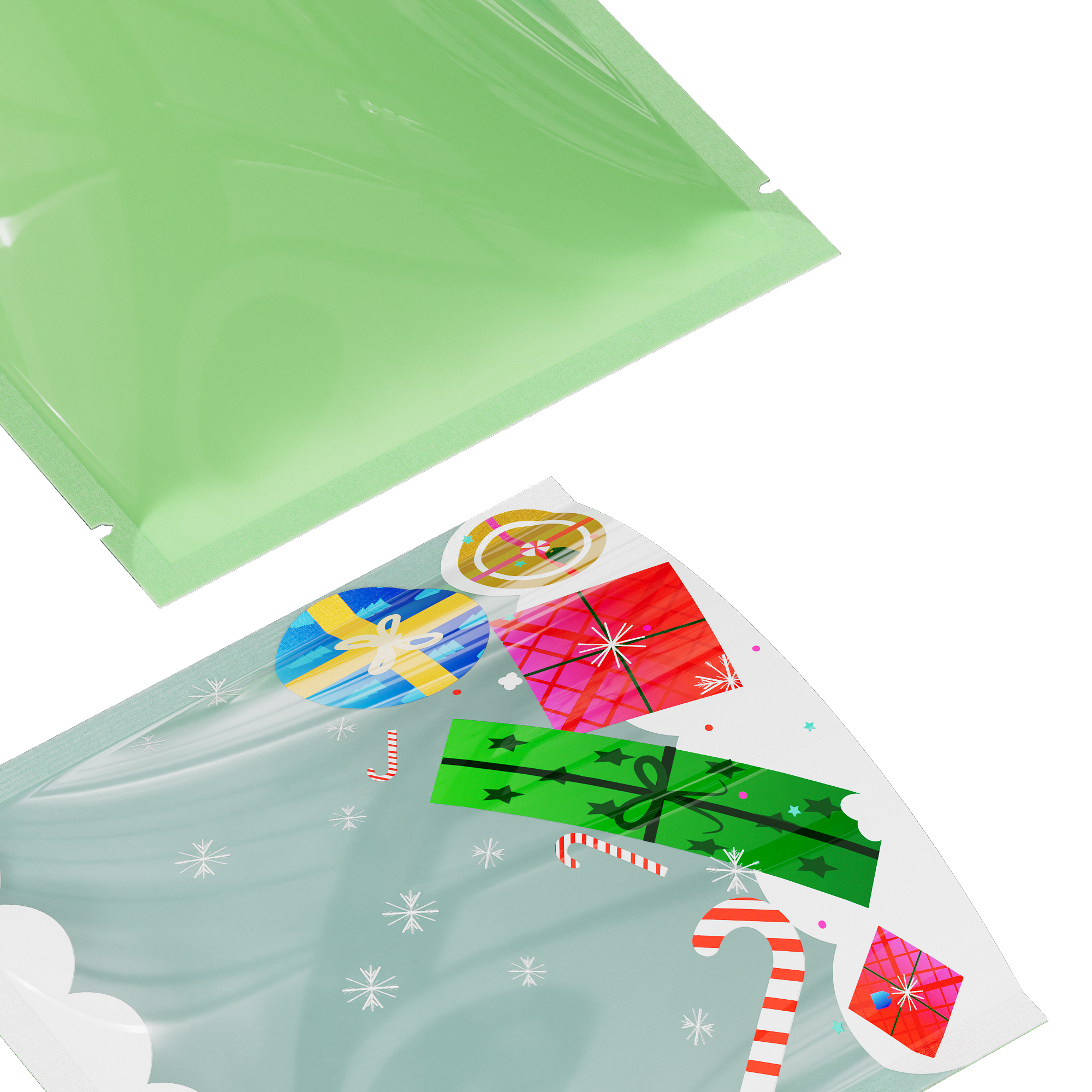 Clear Holiday Gift Window Display and Green Flat Open Fill Clear Holiday Gift Window Display and Green Flat Open Fill