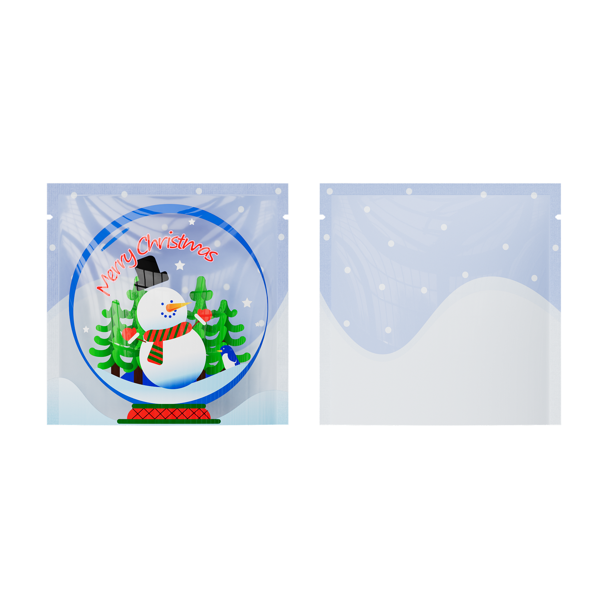 Clear Merry Christmas Snow Globe Window Display Flat Open