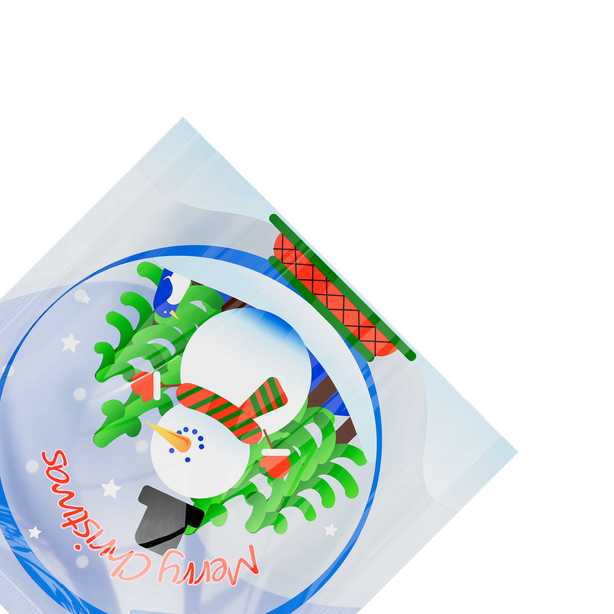 Clear Merry Christmas Snow Globe Window Display Flat Open Clear Merry Christmas Snow Globe Window Display Flat Open