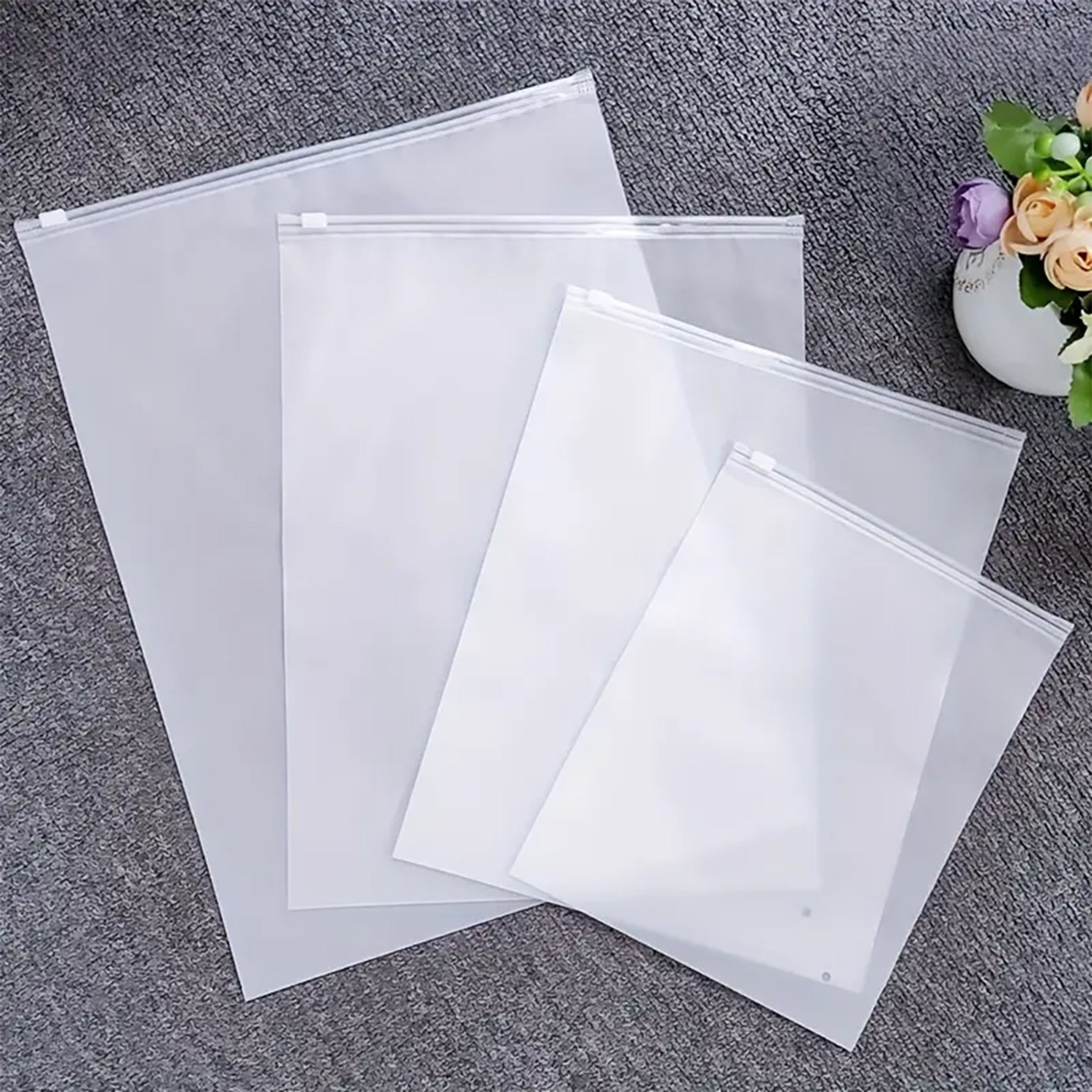 Cloudy Translucent Poly Plastic Slider Zip Organization Bags Cloudy Translucent Poly Plastic Slider Zip Organization Bags