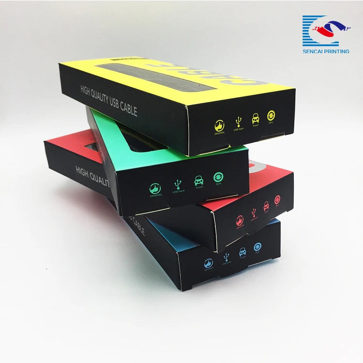 Colorful Custom Printed Cable Paper Box with Handle Colorful Custom Printed Cable Paper Box with Handle