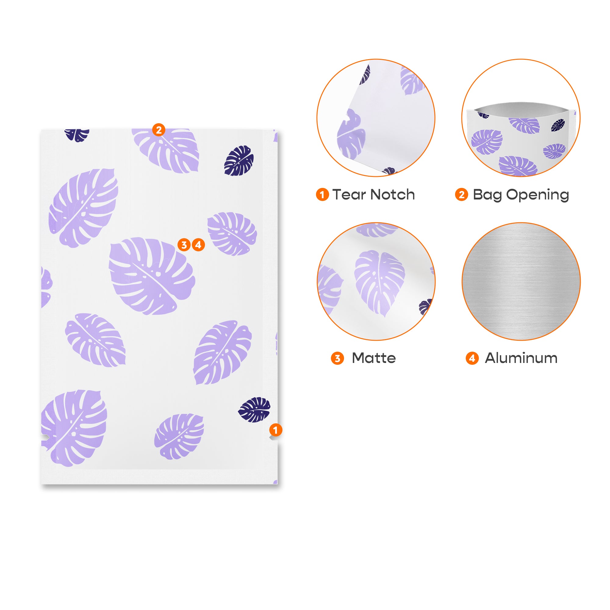 Colorful Leaf Design Aluminum Open Top Bags Colorful Leaf Design Aluminum Open Top Bags