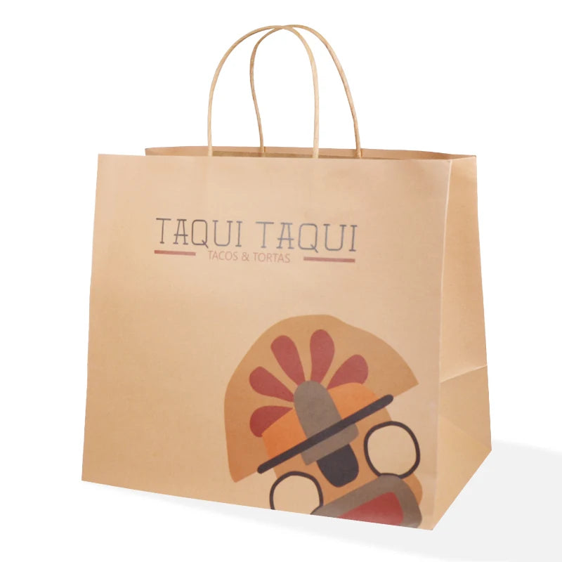 Custom Printed Brown Kraft Shopping Paper Bag With Handles Custom Printed Brown Kraft Shopping Paper Bag With Handles