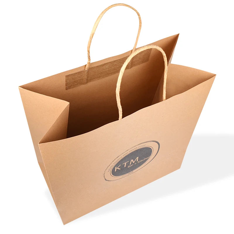 Custom Printed Brown Kraft Shopping Paper Bag With Handles Custom Printed Brown Kraft Shopping Paper Bag With Handles