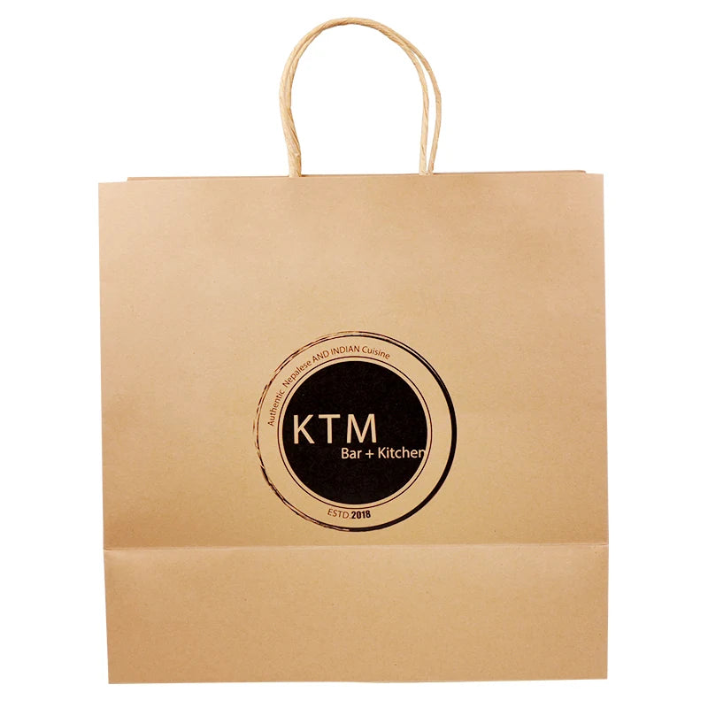 Custom Printed Brown Kraft Shopping Paper Bag With Handles Custom Printed Brown Kraft Shopping Paper Bag With Handles