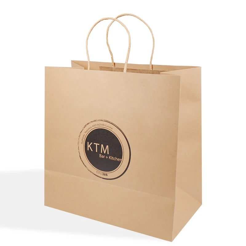 Custom Printed Brown Kraft Shopping Paper Bag With Handles Custom Printed Brown Kraft Shopping Paper Bag With Handles