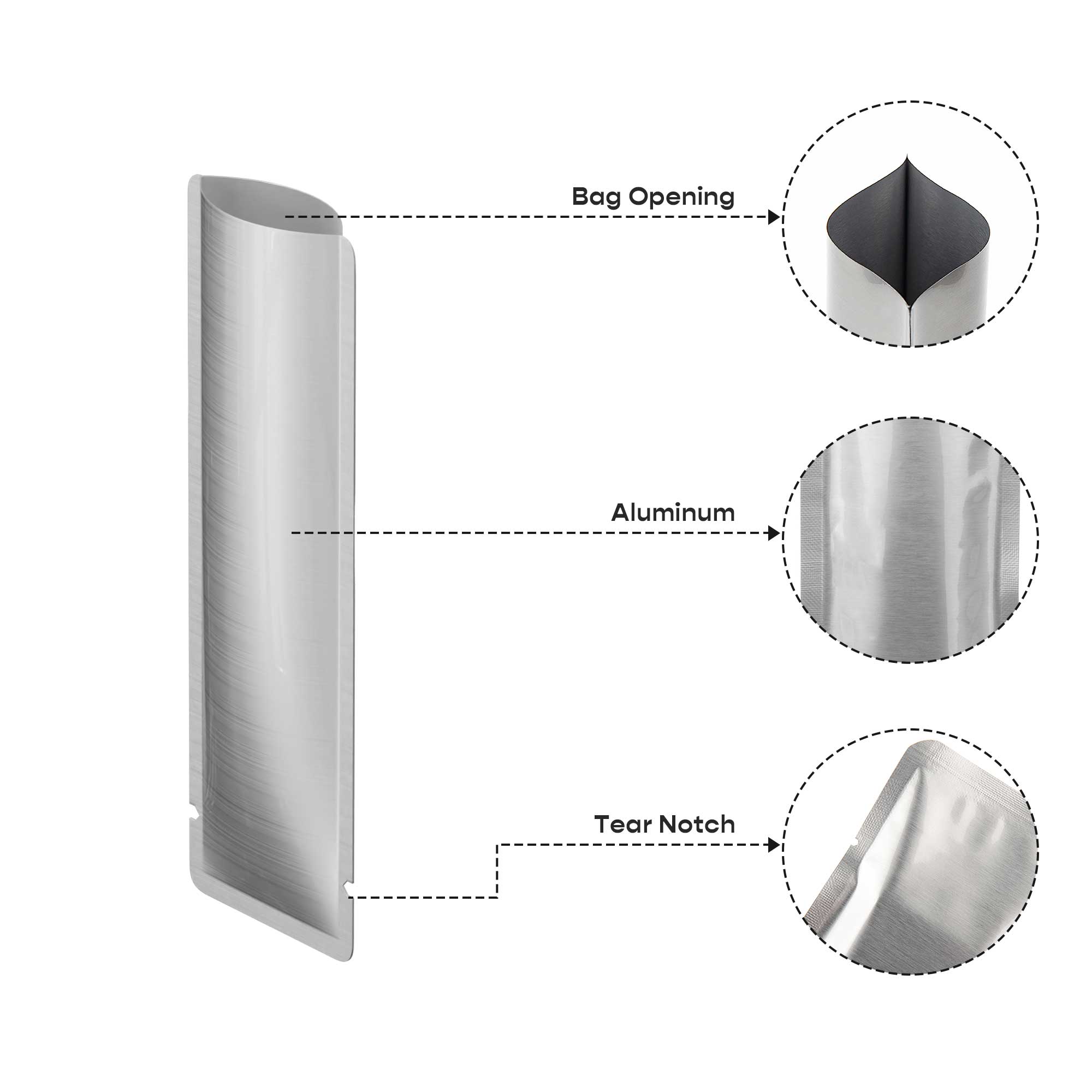 Customizable Aluminum Open Top Stick Pouches with Rounded Customizable Aluminum Open Top Stick Pouches with Rounded
