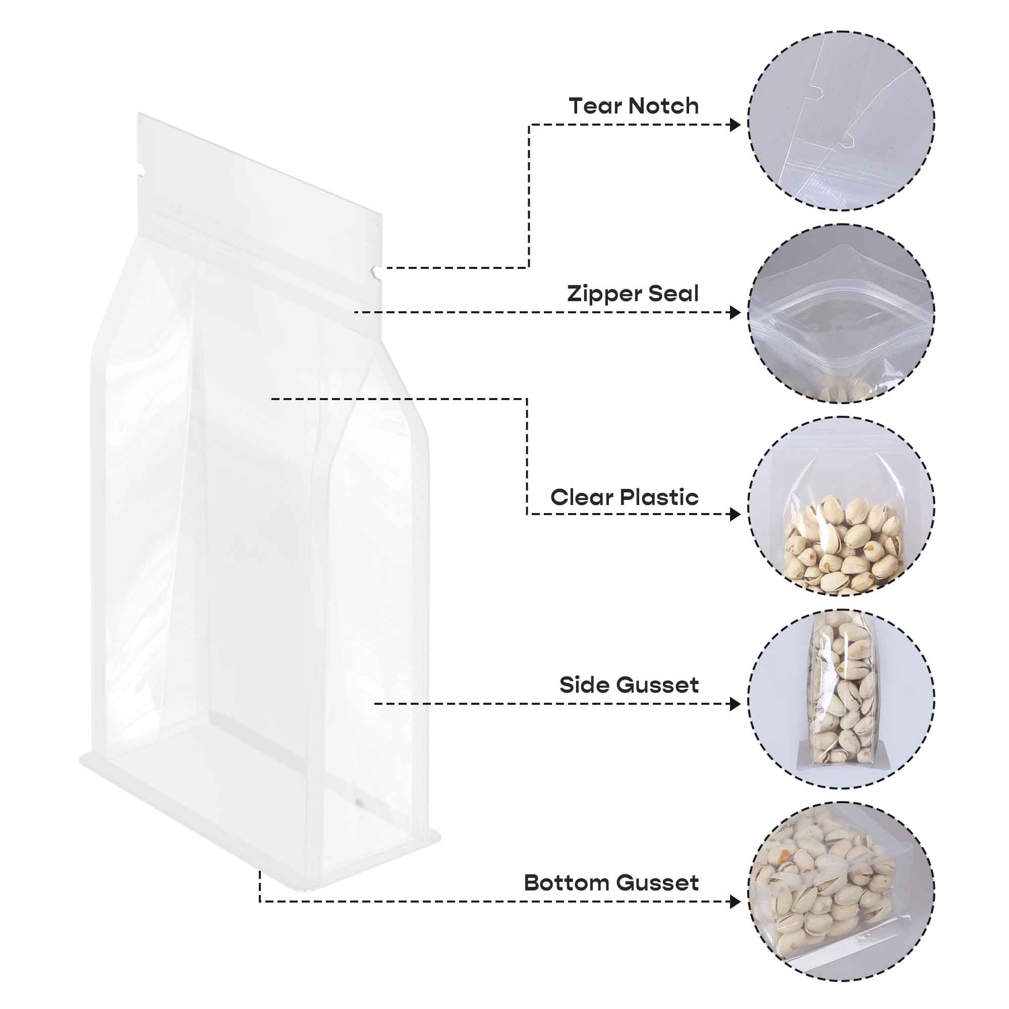 Customizable Clarity Clear with Side Gusset Stand Up Zipper Customizable Clarity Clear with Side Gusset Stand Up Zipper