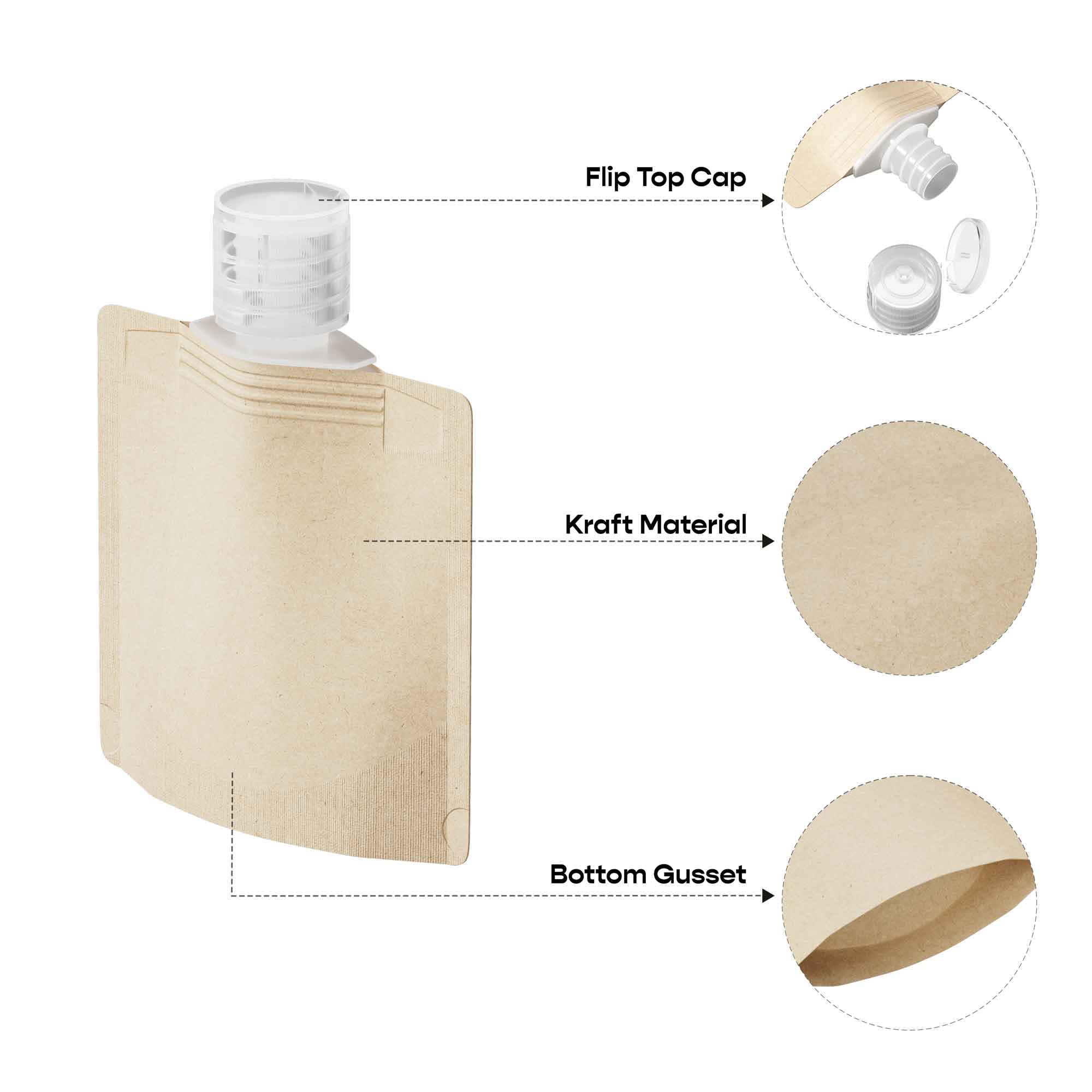 Customizable Classic Kraft Brown Bottle Pouch with Top Wide Customizable Classic Kraft Brown Bottle Pouch with Top Wide