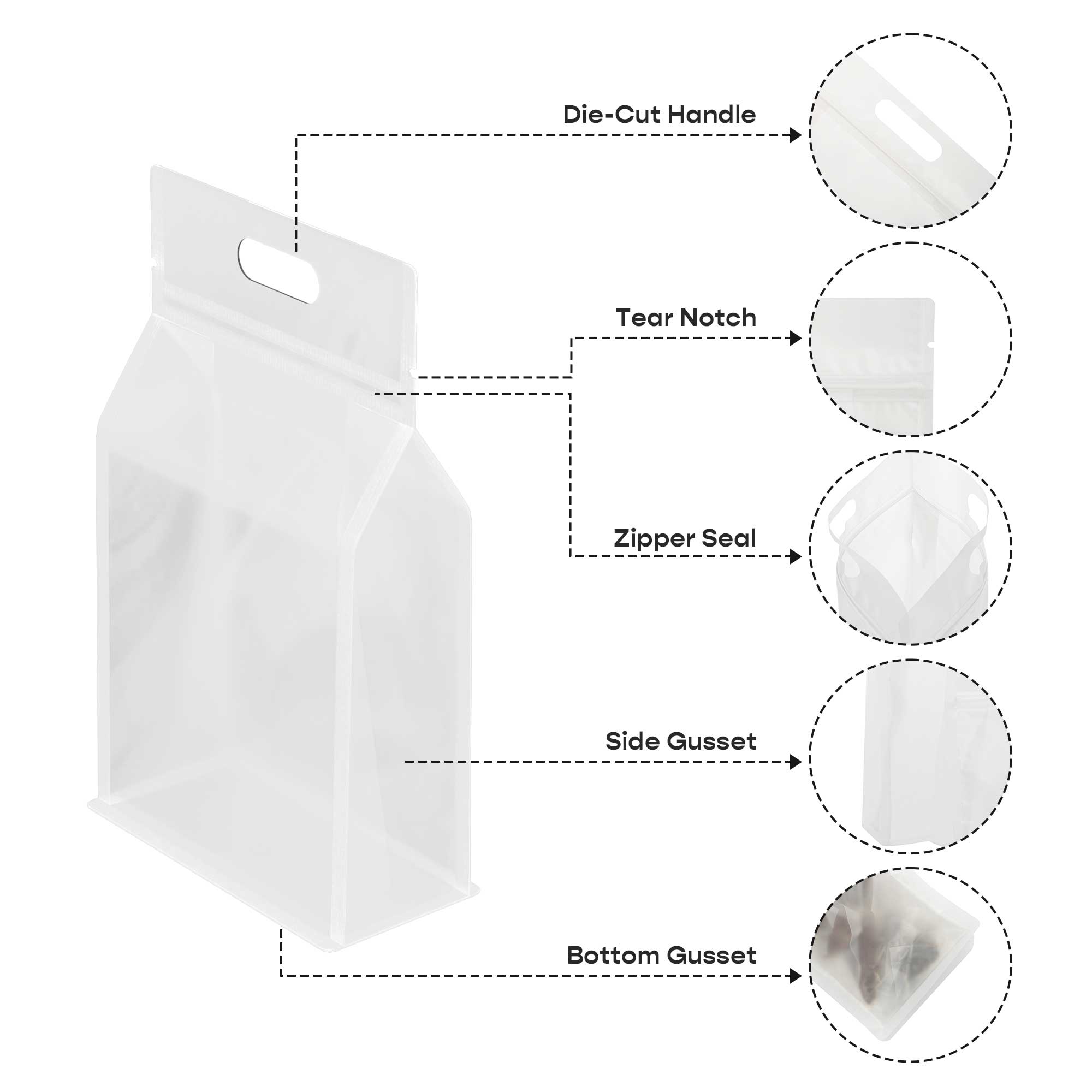 Customizable Clean Clear Polyethylene Side Gusset Stand Up Customizable Clean Clear Polyethylene Side Gusset Stand Up