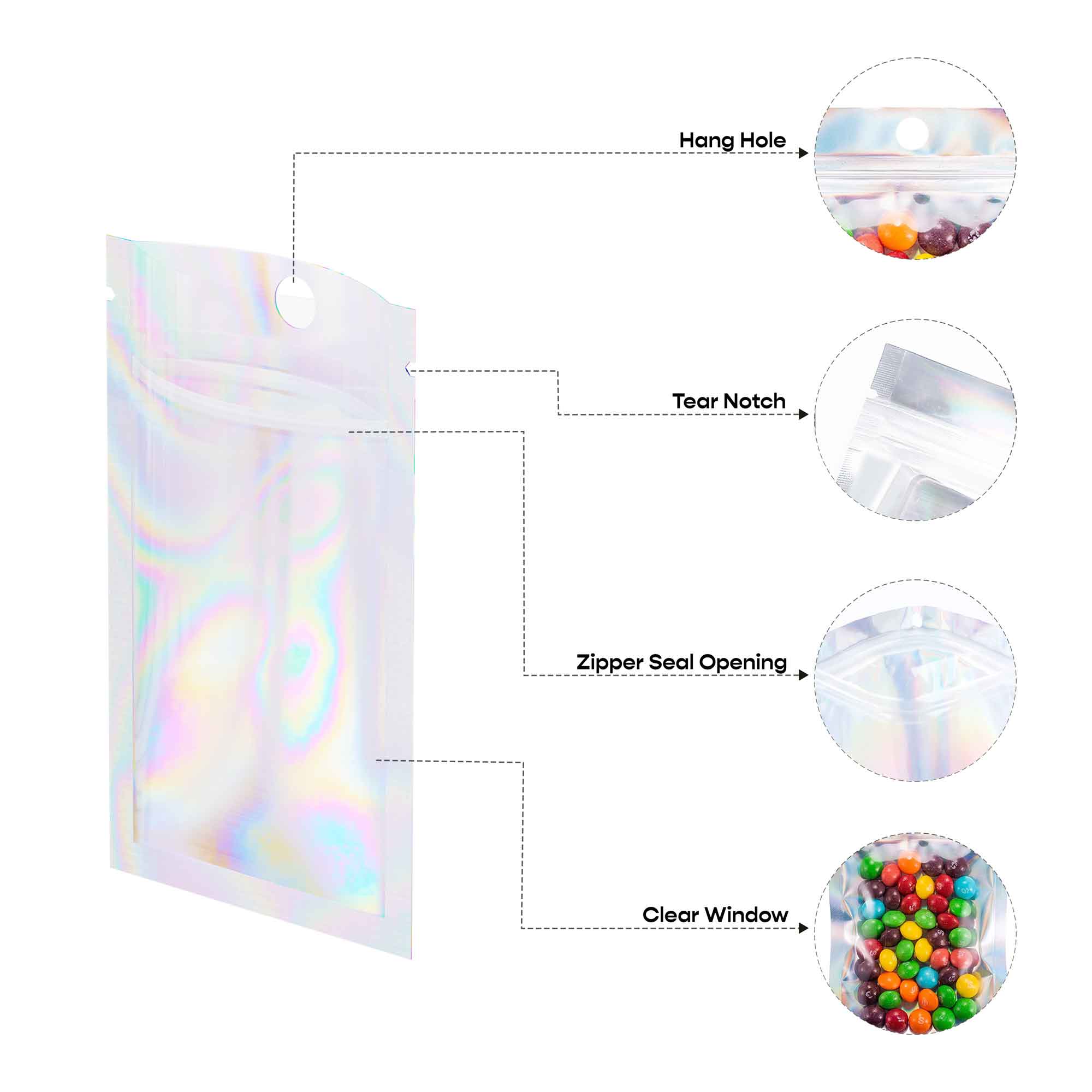 Customizable Clear and Half Diamond Holographic Mylar Flat Customizable Clear and Half Diamond Holographic Mylar Flat