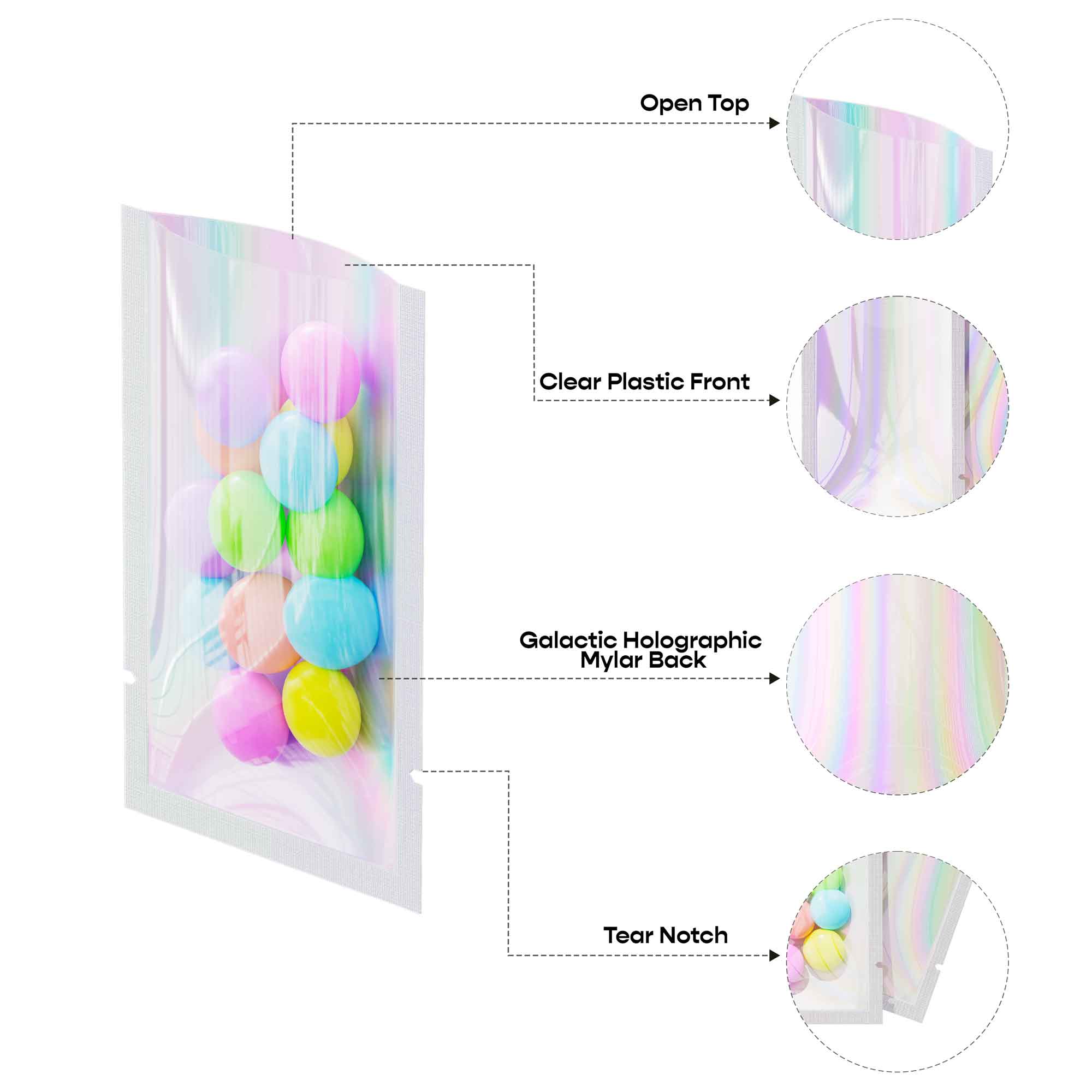 Customizable Clear Plastic and Galactic Holographic Metallic Customizable Clear Plastic and Galactic Holographic Metallic