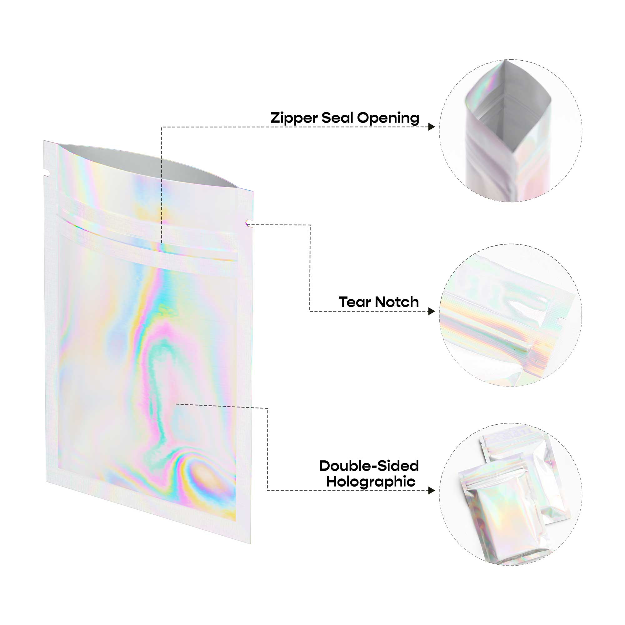 Customizable Diamond Holographic Double-Sided Flat Zipper Customizable Diamond Holographic Double-Sided Flat Zipper