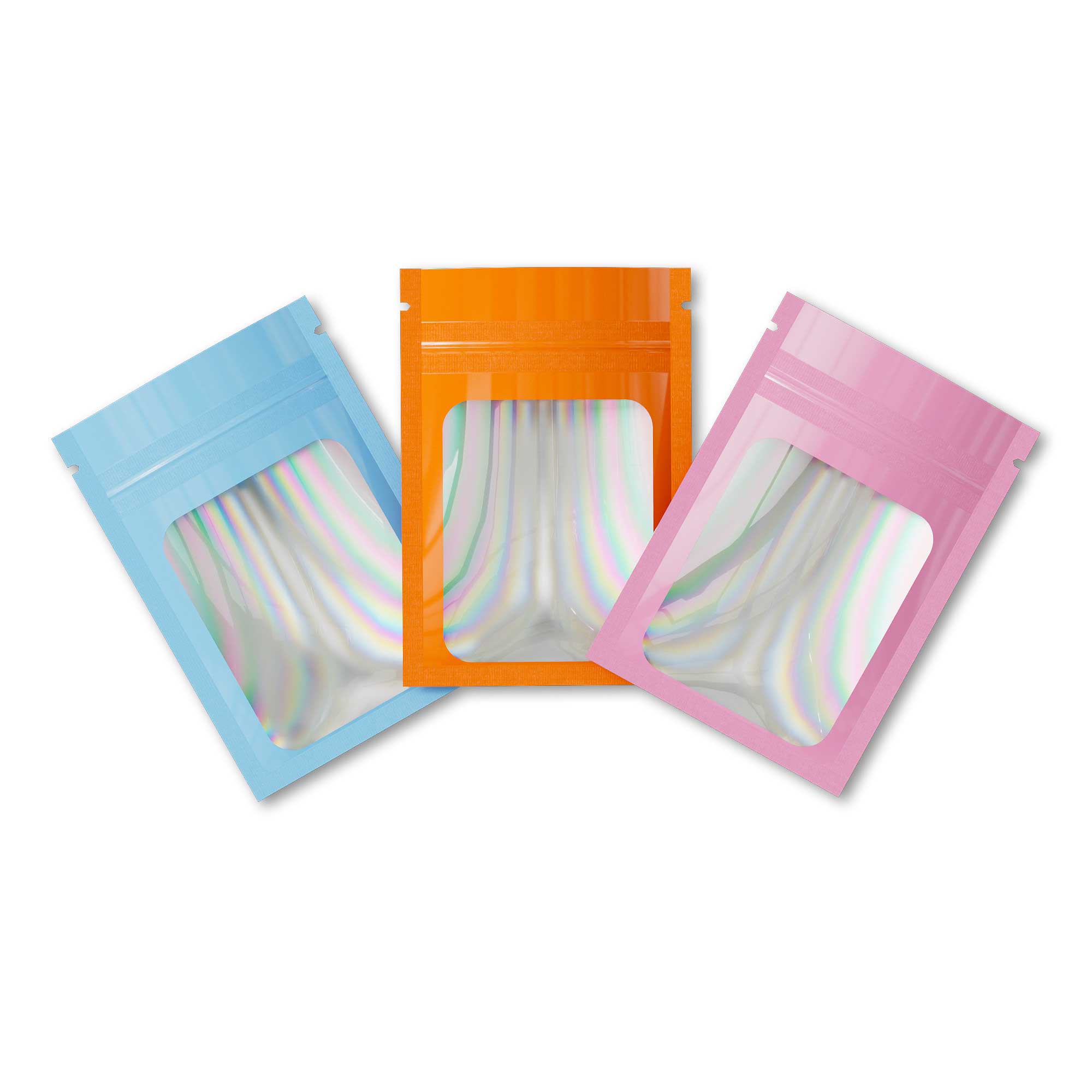 Customizable Flat Zipper Seal Window Bags with Holographic