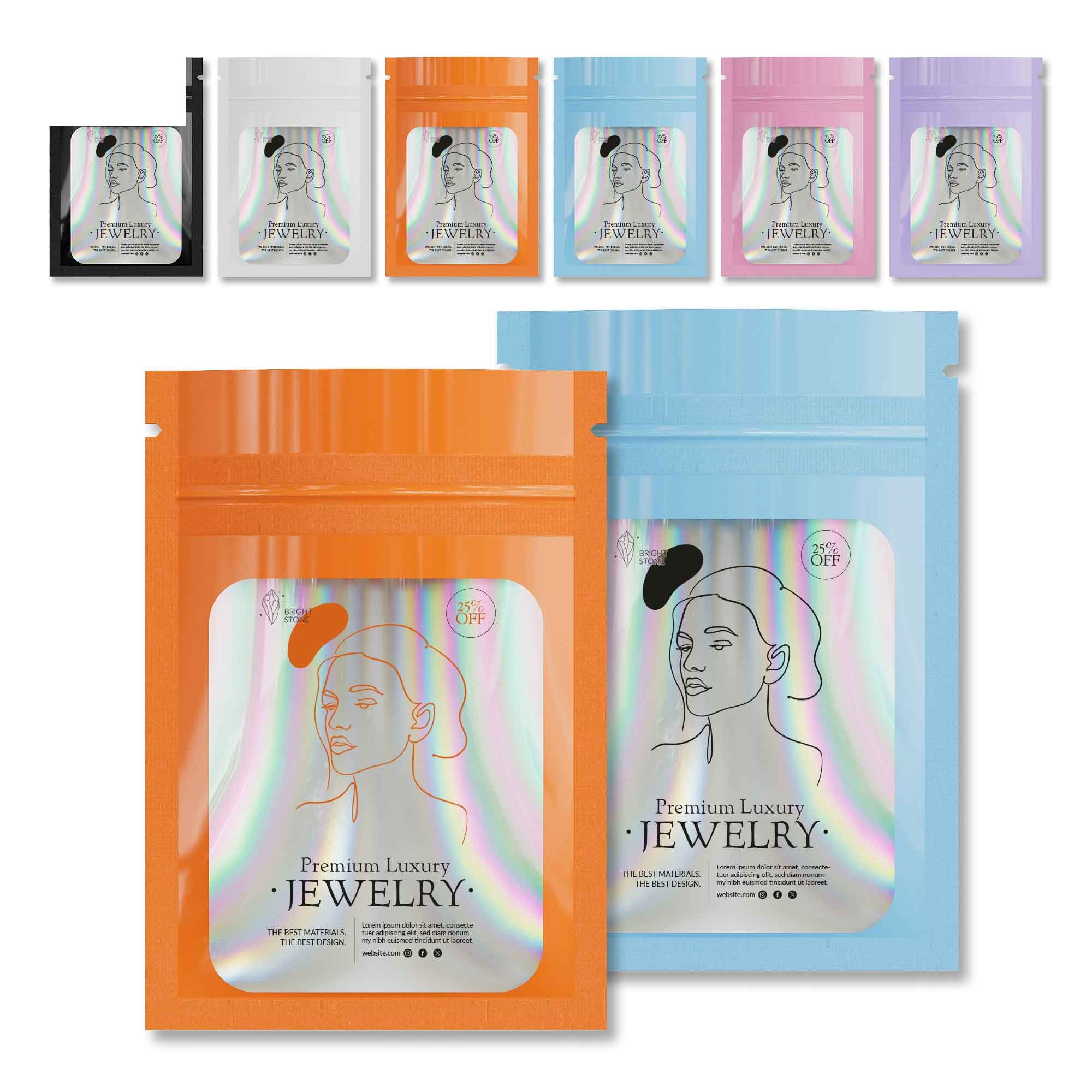 Customizable Flat Zipper Seal Window Bags with Holographic Customizable Flat Zipper Seal Window Bags with Holographic