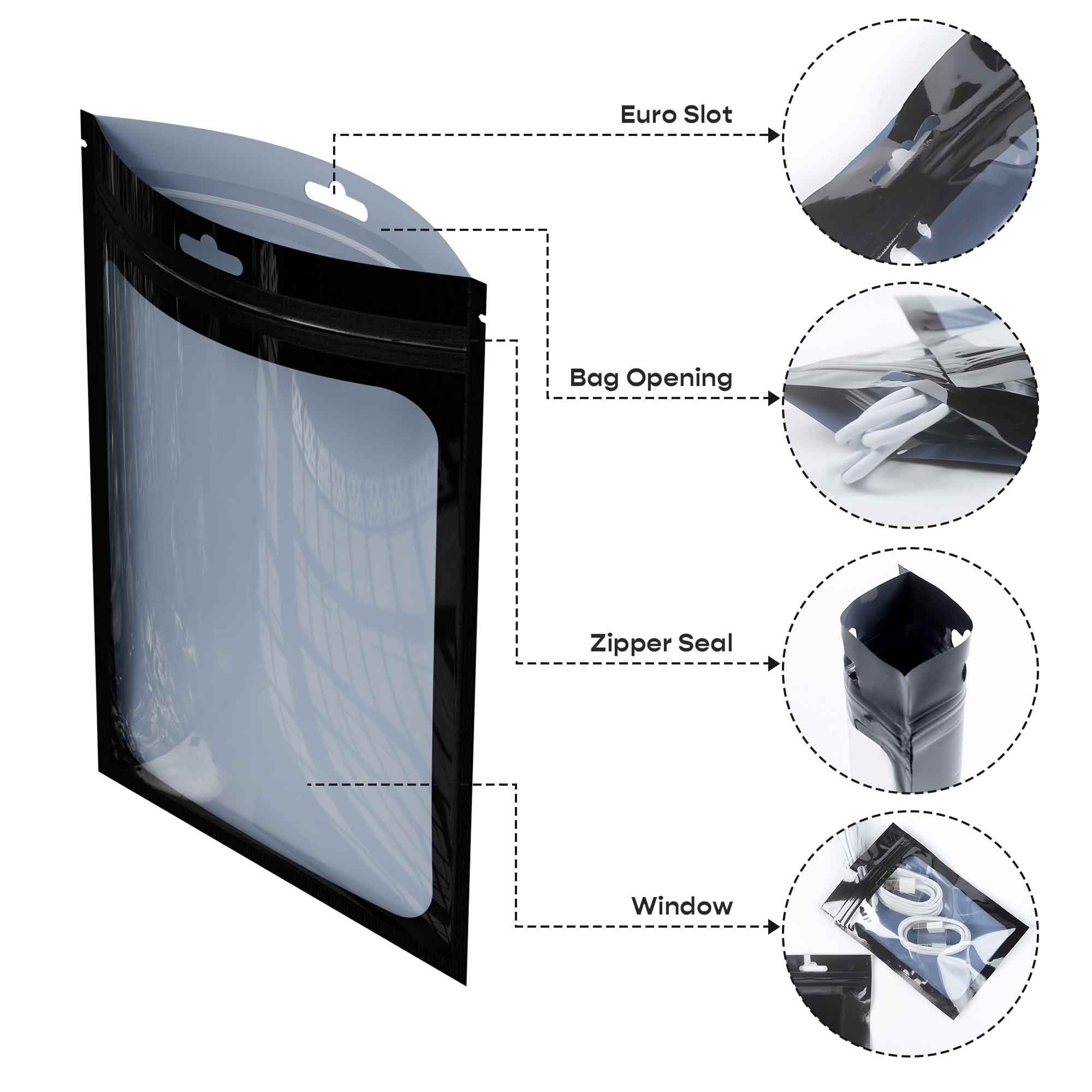 Customizable Glossy Bordered Clear Window Zipper Seal Customizable Glossy Bordered Clear Window Zipper Seal