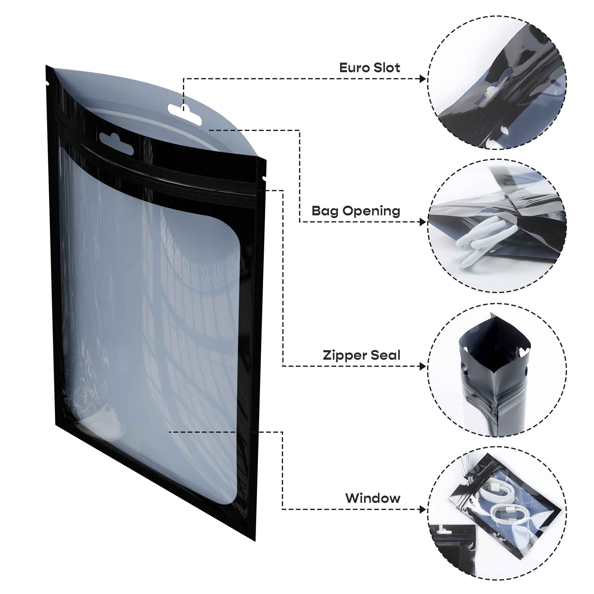 Customizable Glossy Bordered Window Zipper Seal Bags with Customizable Glossy Bordered Window Zipper Seal Bags with
