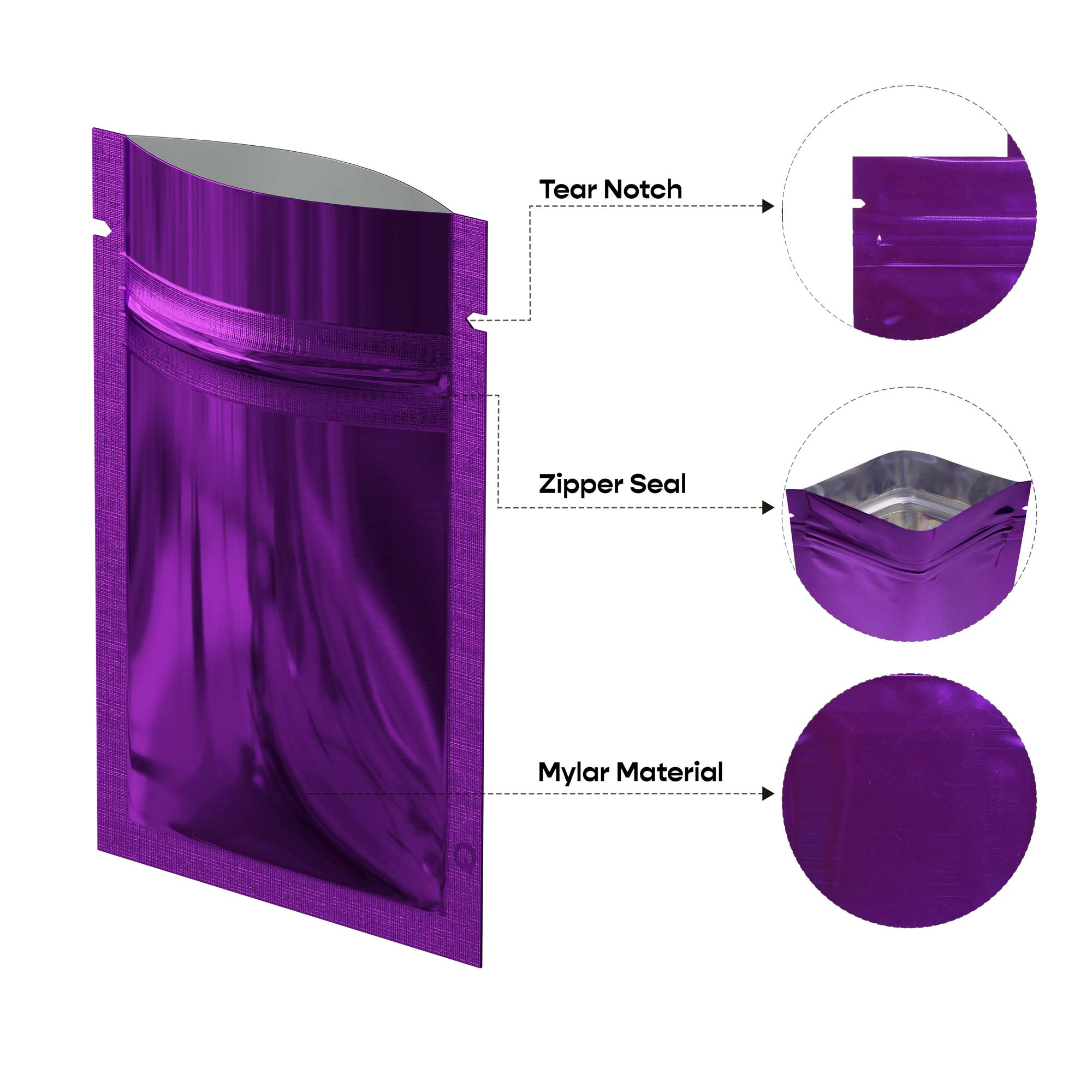Customizable Glossy Double Sided Metallic Mylar Flat Zipper Customizable Glossy Double Sided Metallic Mylar Flat Zipper