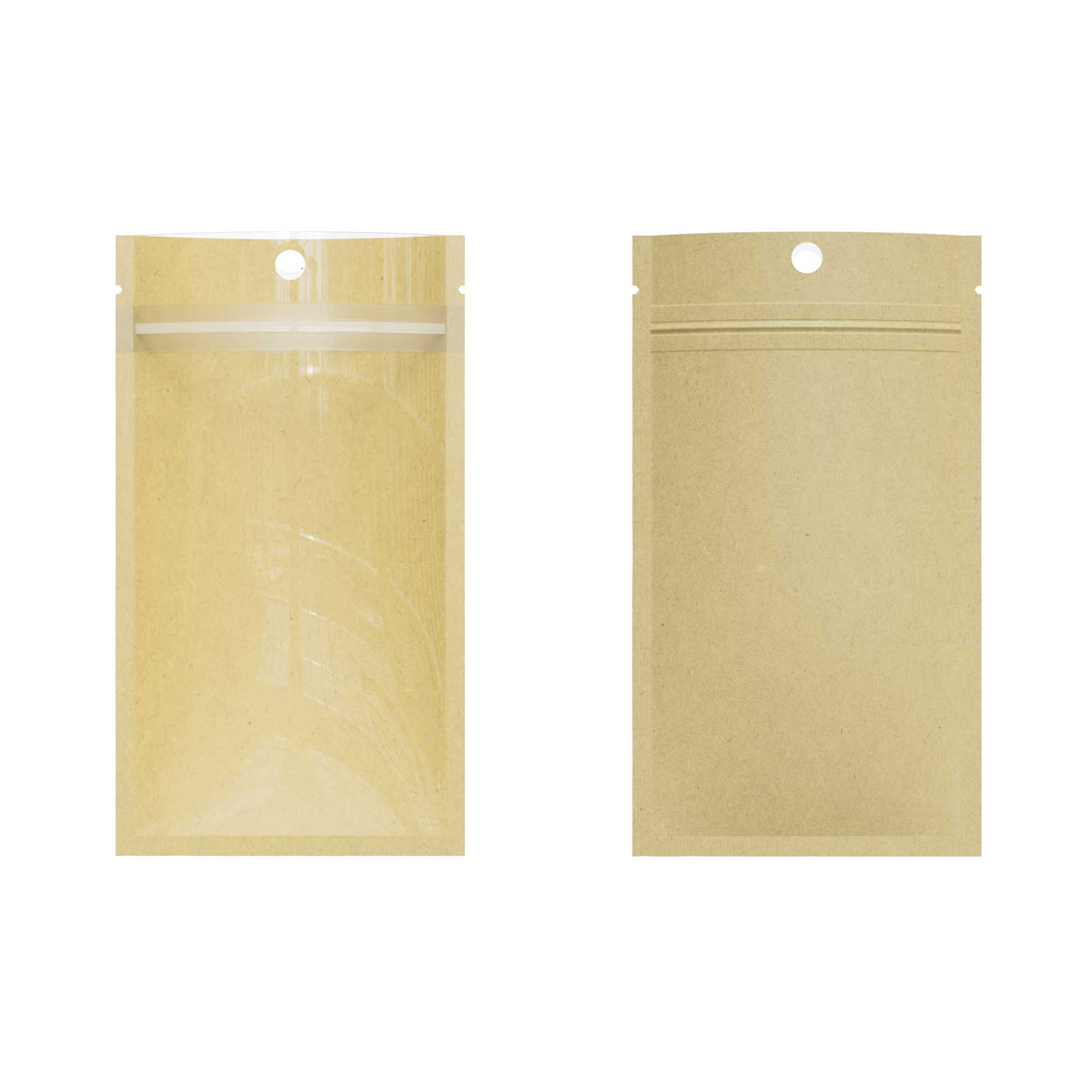 Customizable Glossy Half Clear Krafty Brown Flat Zipper Seal Customizable Glossy Half Clear Krafty Brown Flat Zipper Seal