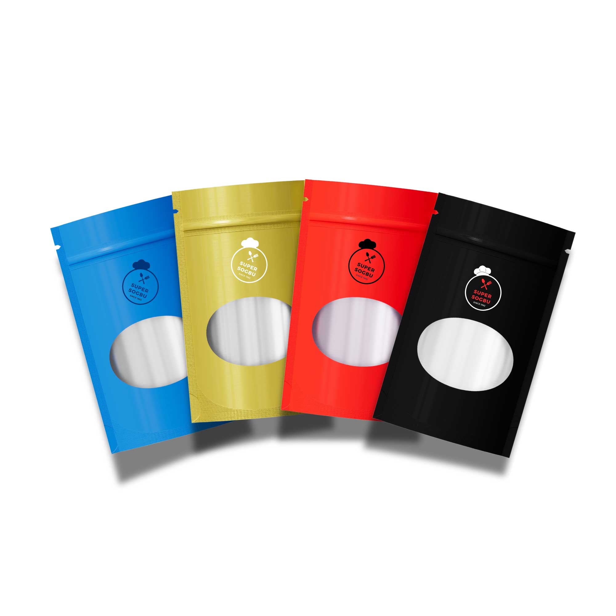 Customizable Glossy Round Window Plastic and Mylar Stand Up Customizable Glossy Round Window Plastic and Mylar Stand Up