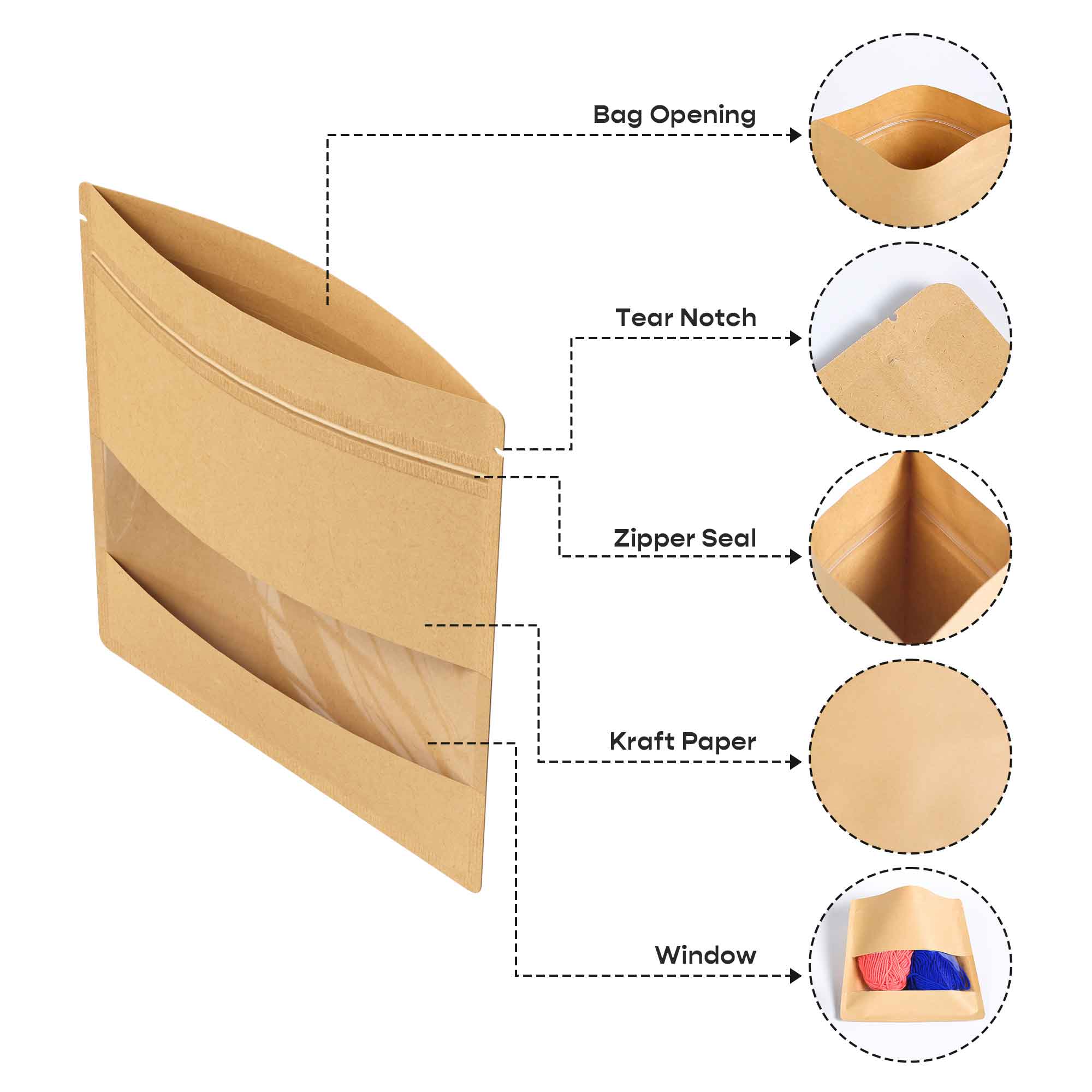 Customizable Kraft Flat Zipper Seal Bag with Center Bar Customizable Kraft Flat Zipper Seal Bag with Center Bar